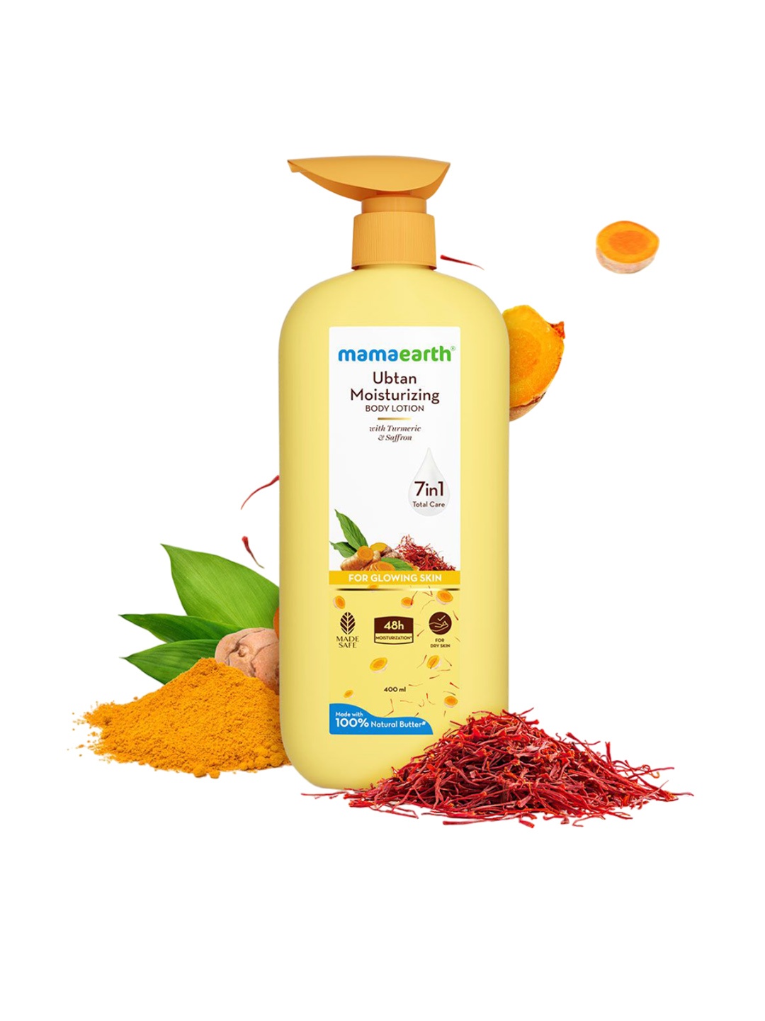 

Mamaearth Ubtan Moisturizing Body Lotion with Turmeric & Saffron - 400 ml, Yellow