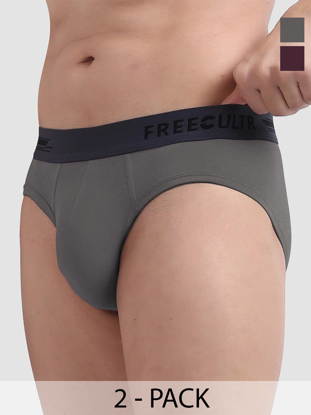 

FREECULTR Men Pack Of 2 Anti Bacterial Micromodal Basic Briefs, Coffee brown
