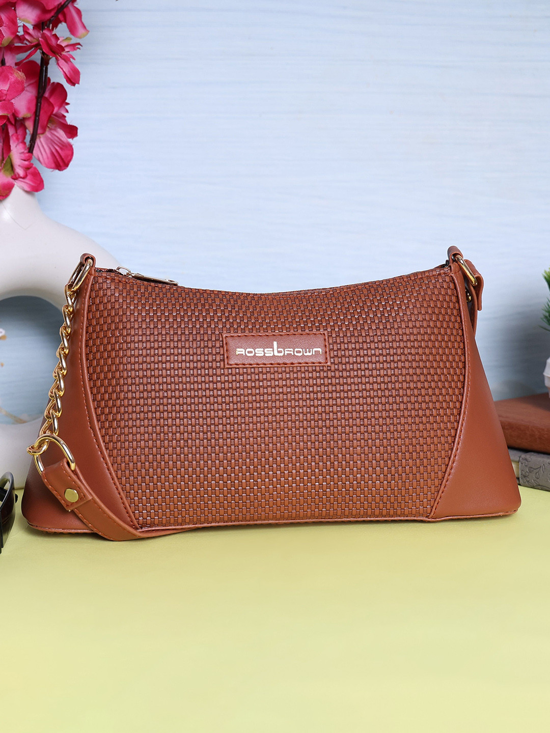 

ROSS BROWN Women Textured Solid Structured Shoulder Bag