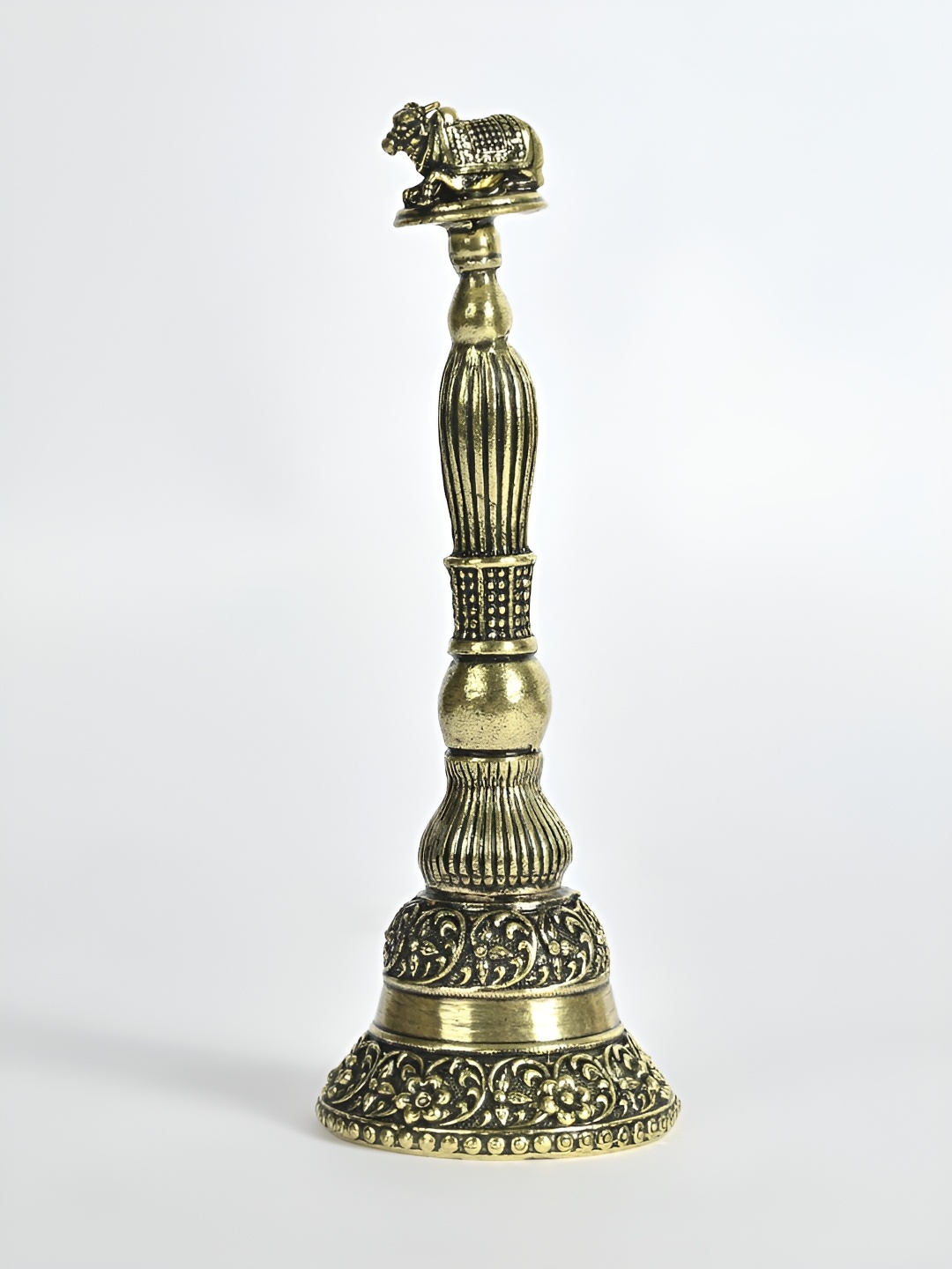 

Exotic India Gold Toned & Black Textured Nandi Bell