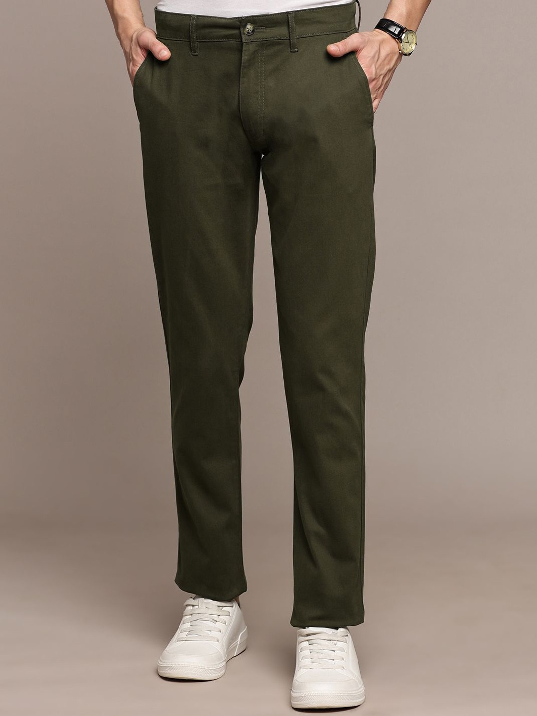 

Nautica Men Cotton Smart Slim Fit Chinos Trousers, Olive