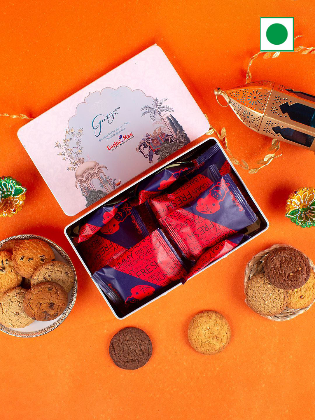 

Cookieman Set Of 5 Assorted Cookies Gift Tin -500g, Blue