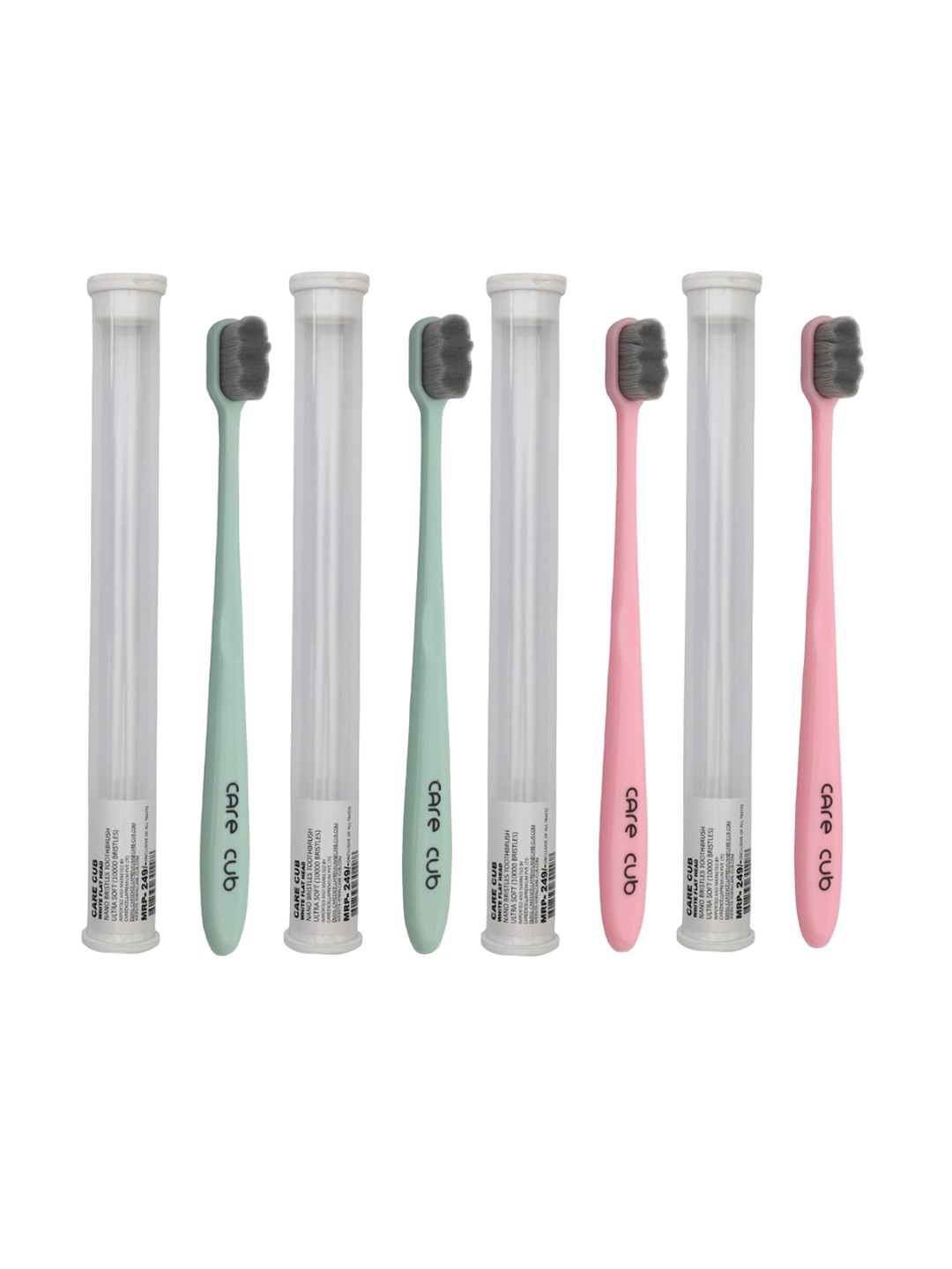 

CARE CUB Set Of 4 Zig Zag Ultra Soft Nano 10,000 Bristles Toothbrush - Green & Pink