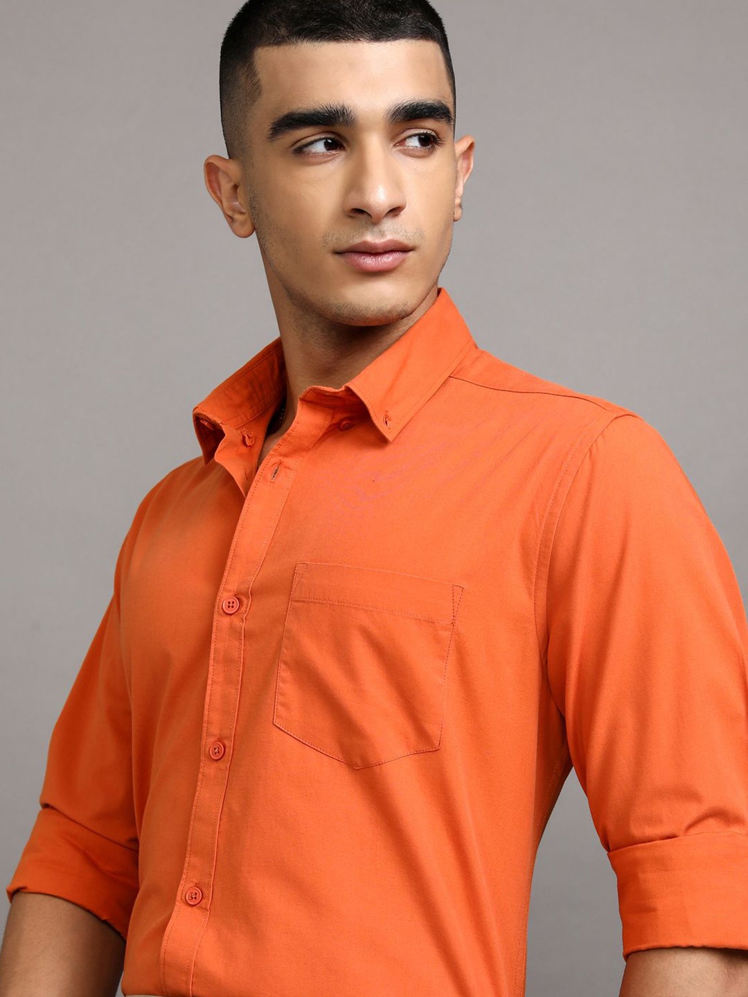 

Ketch Men Solid Button Down Casual Shirt, Orange