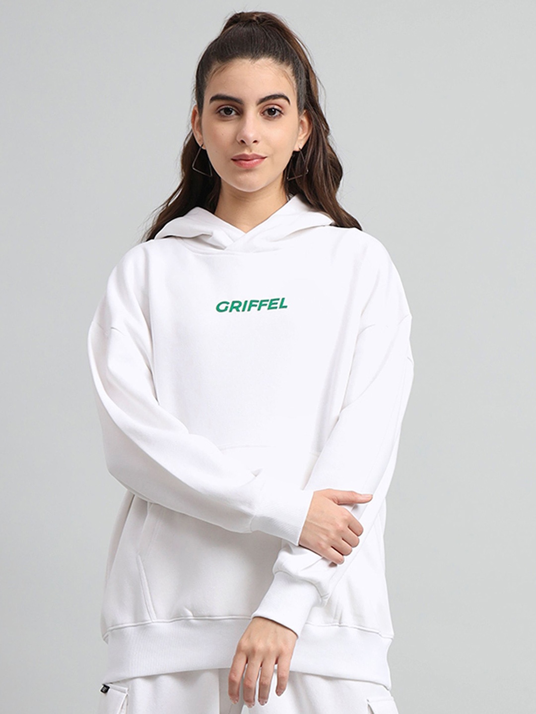 

GRIFFEL Women Long Sleeves Hooded Sweatshirt, White