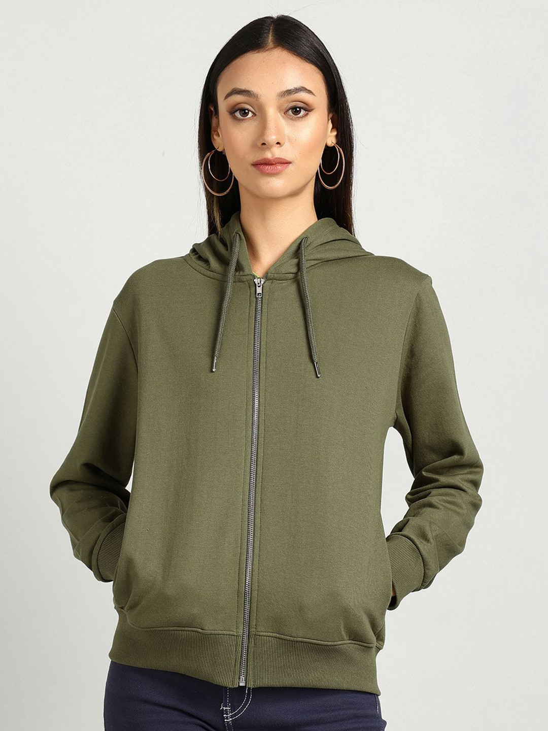

Alan Jones Women Hooded Front-Open Sweatshirt, Green