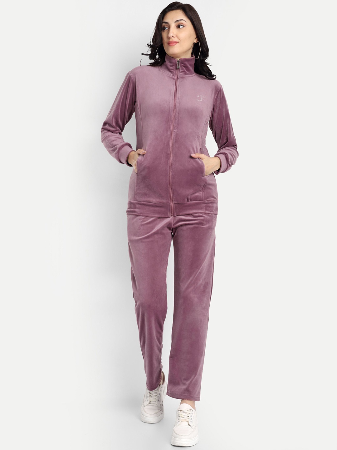

FNOCKS Mock Collar Long Sleeves Tracksuits, Pink