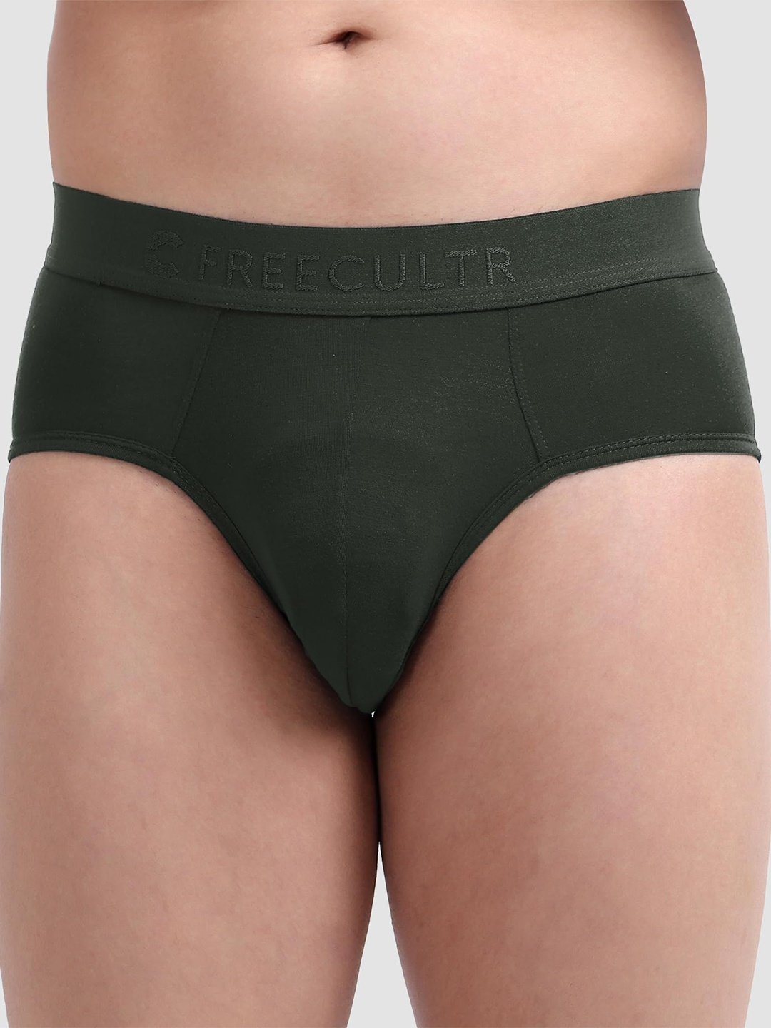 

FREECULTR Men Anti Bacterial Ribbed Basic Briefs, Olive