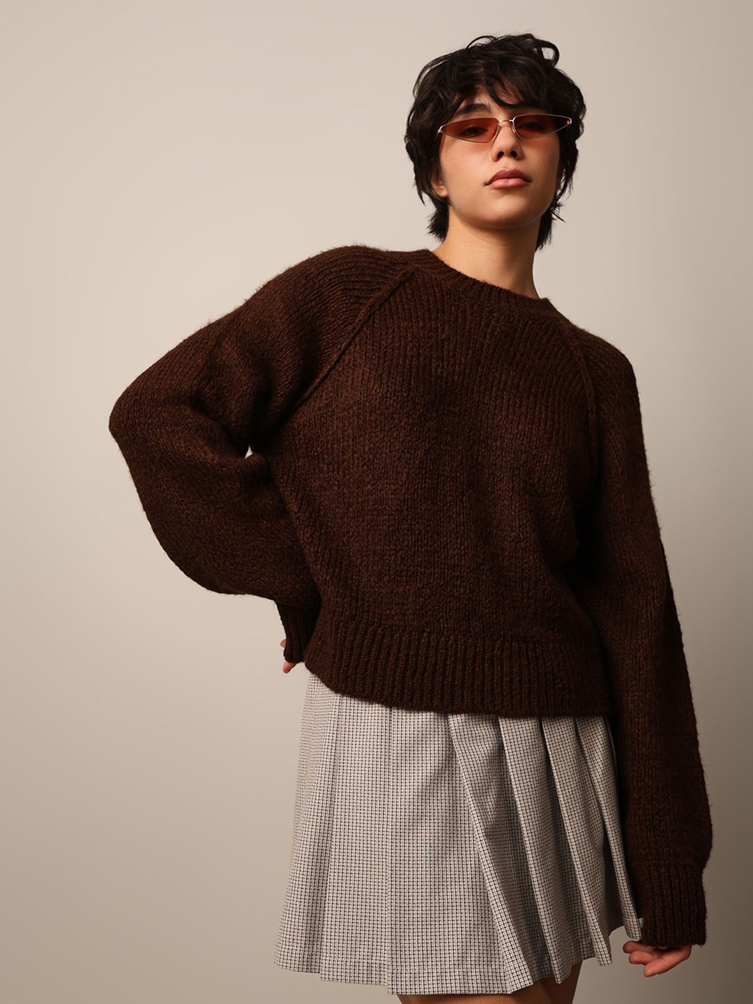 

ONLY Women Cable Knit Long Sleeves Pullover, Brown