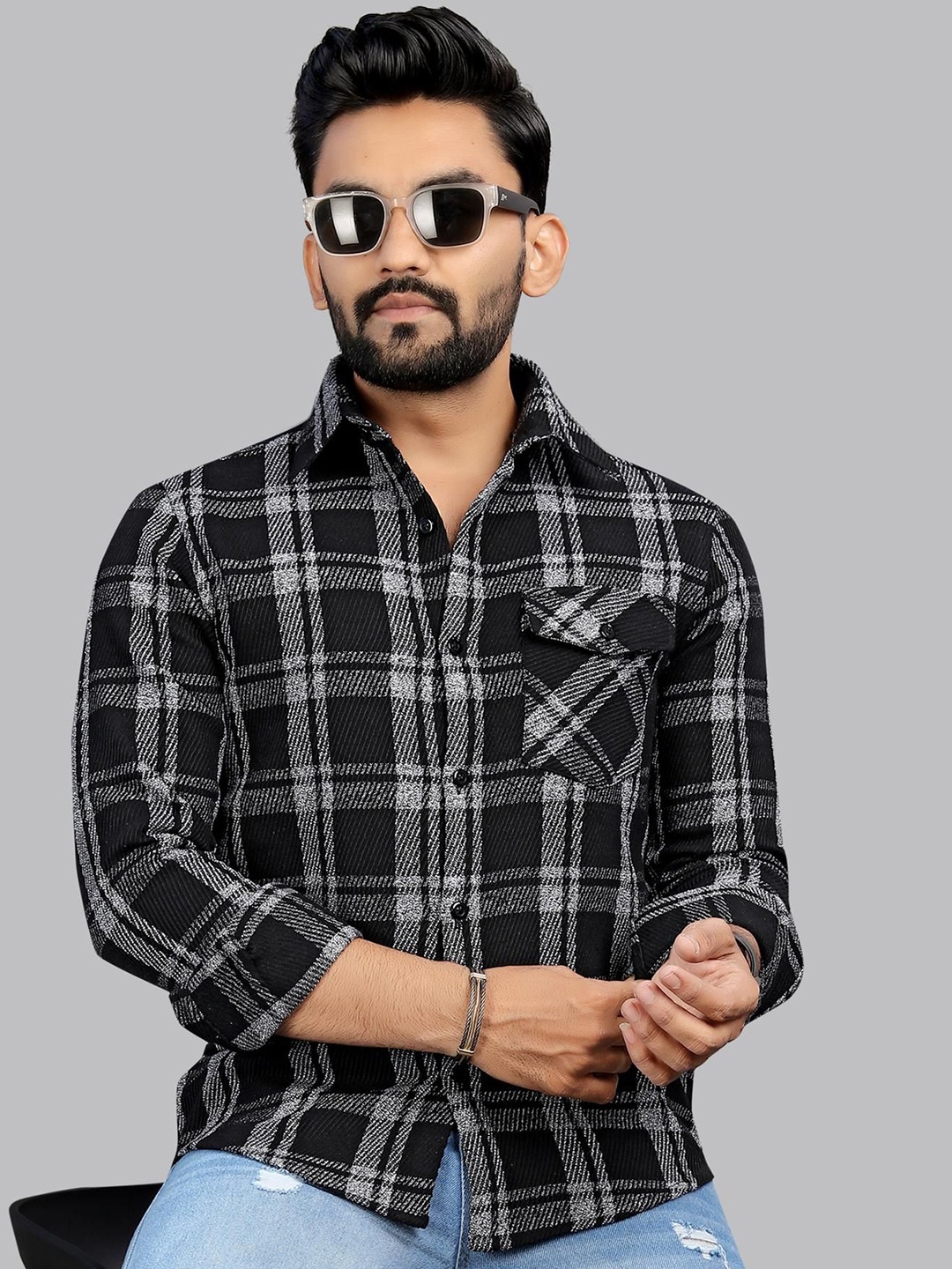 

ADWYN PETER Men Classic Spread Collar Checked Cotton Casual Shirt, Multi