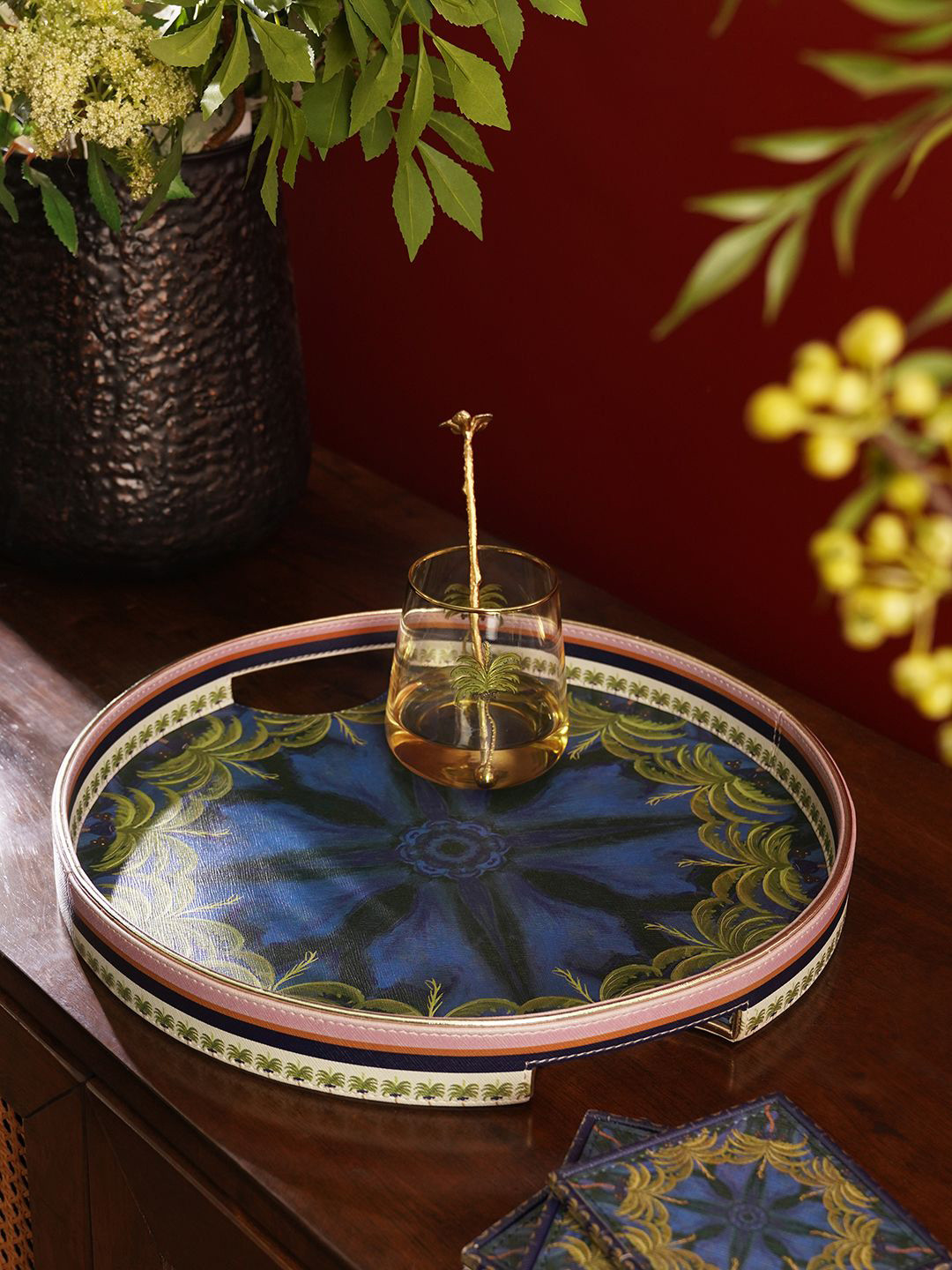 

Pure Home and Living Blue & Green Printed Serving Tray