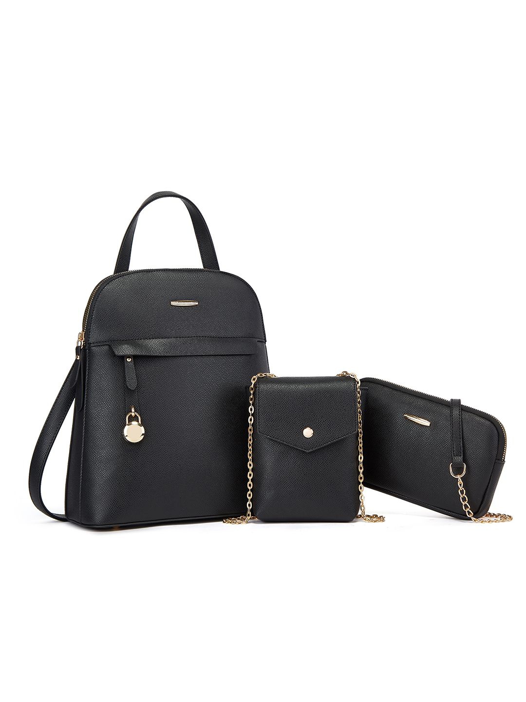 

RAVE Women Backpack With Sling Bag & Zip Pouch, Black