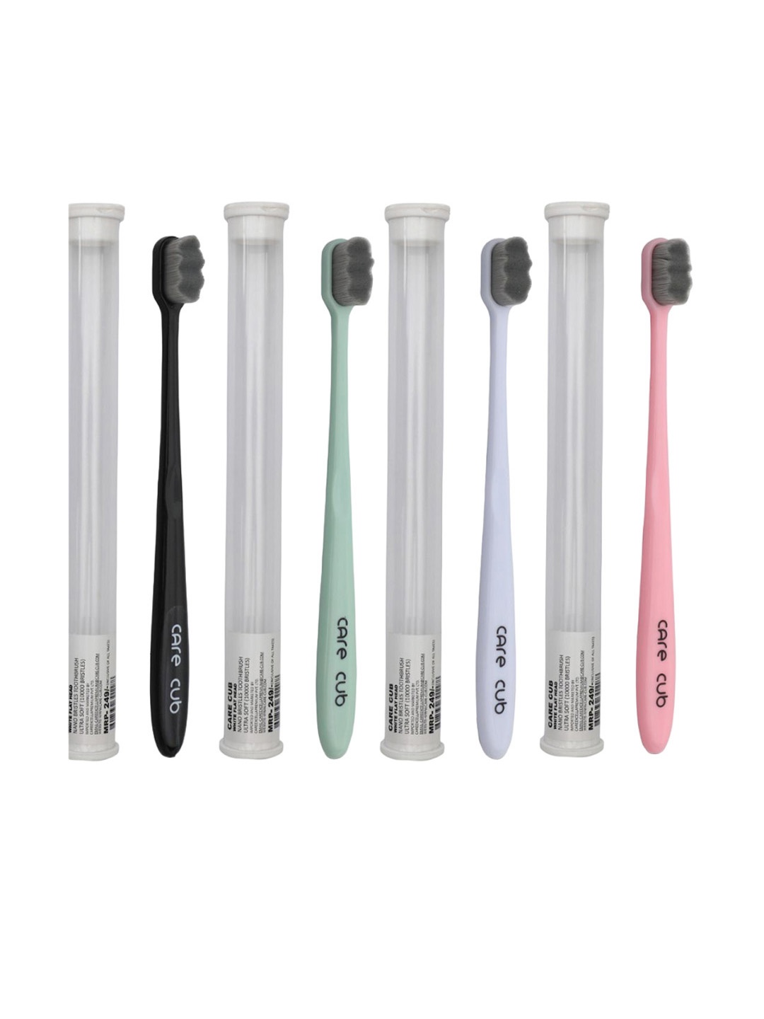 

CARE CUB Set Of 4 ZigZag Ultra Soft Nano 10,000 Oral Toothbrush- Black, White, Green, Pink