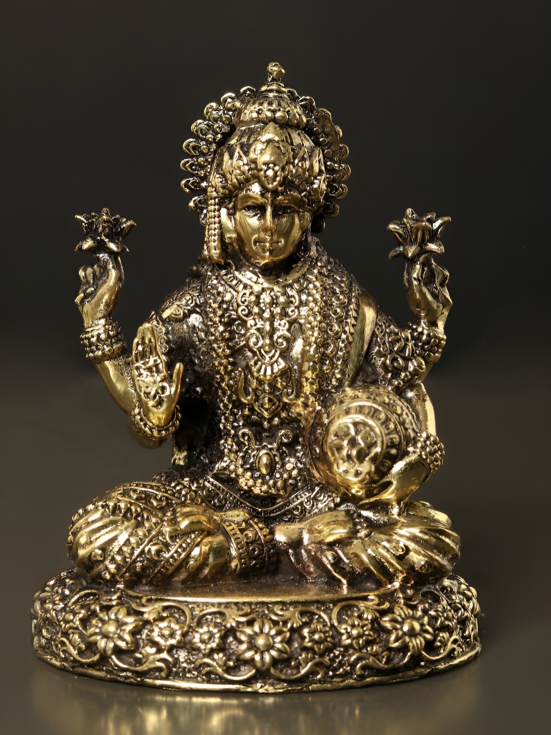 

Exotic India Small Superfine Blessing Lakshmi Brass Statue, Gold