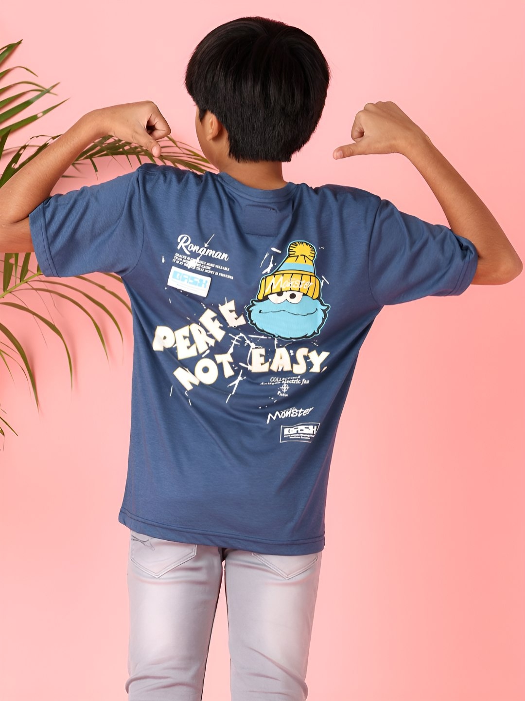 

V-Mart Boys Graphic Printed Round Neck Cotton T-shirt, Blue
