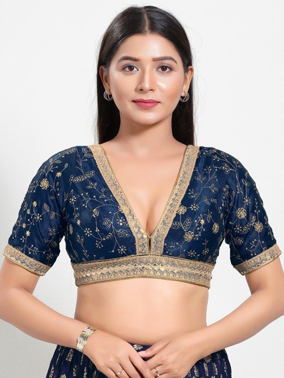 

Mmore Women Embroidered Blouse, Navy blue