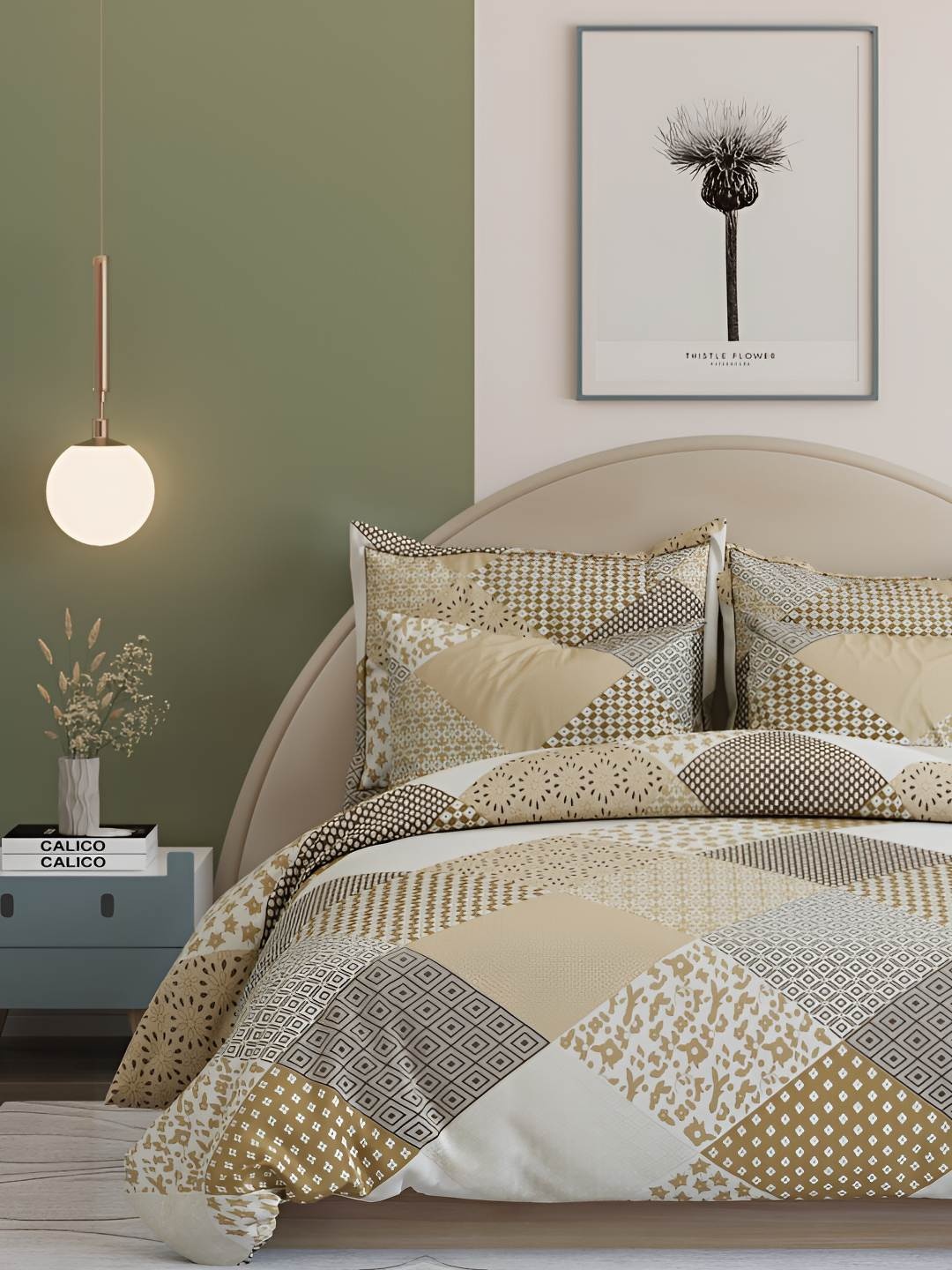 

Bajo's Brown & White Geometric 350 TC King Bedsheet with 2 Pillow Covers