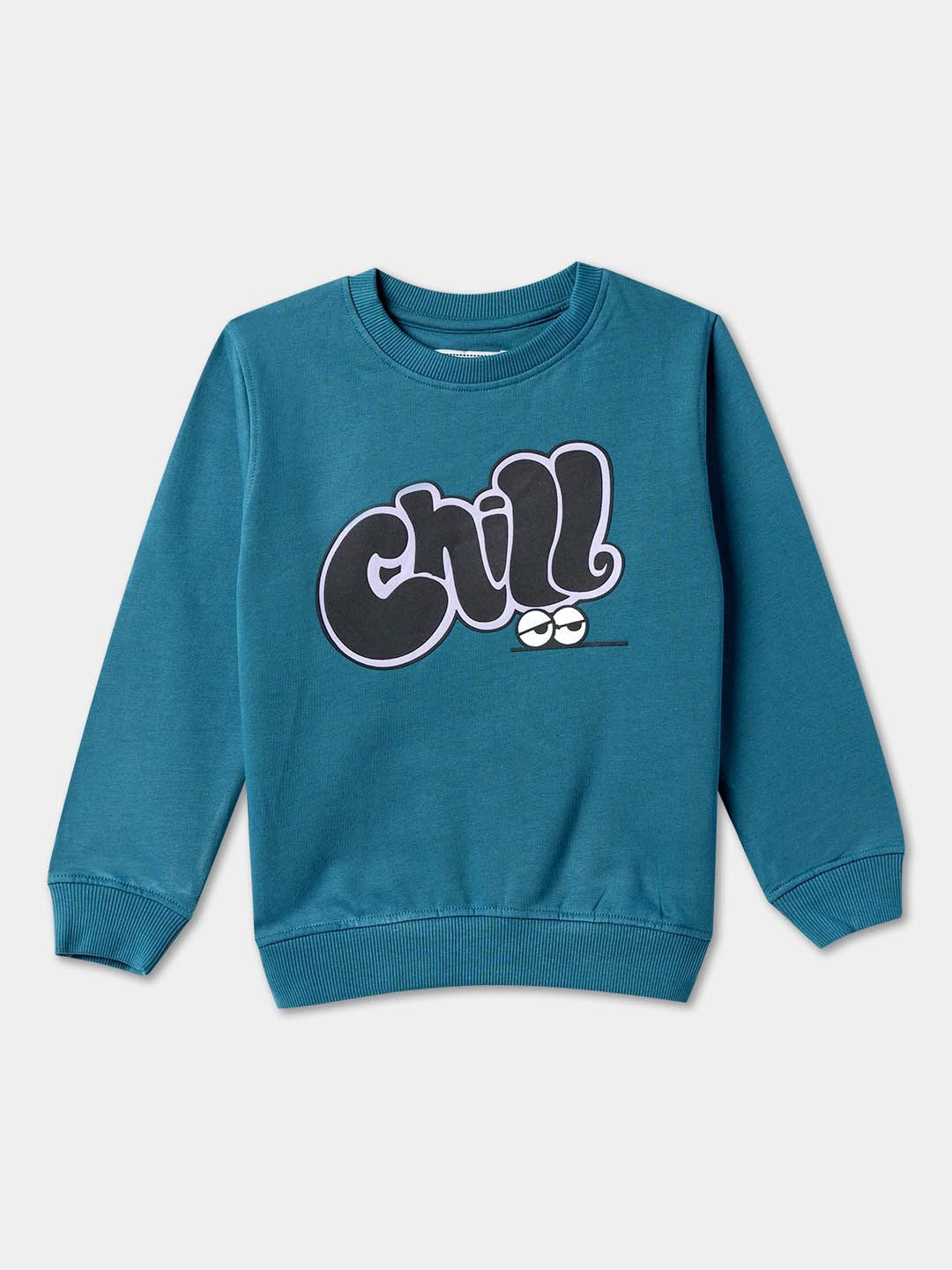 

R&B Boys Printed Round Neck Casual Sweatshirt, Teal