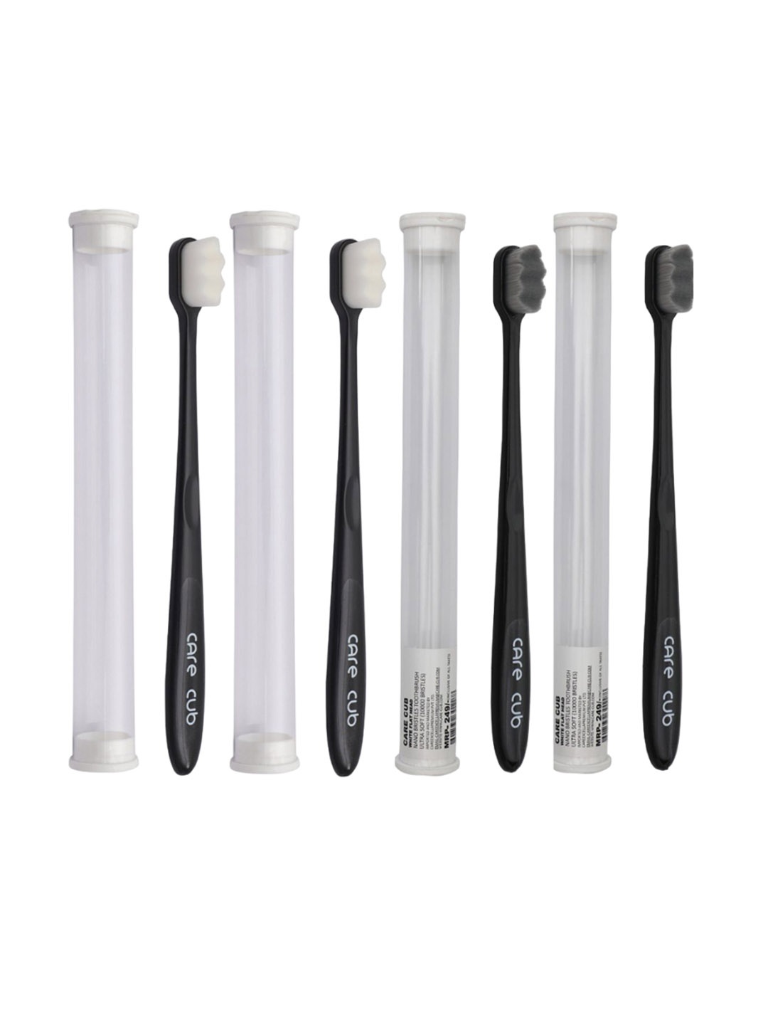 

CARE CUB Set of 4 Bristles BPA-Free Toothbrush, Black