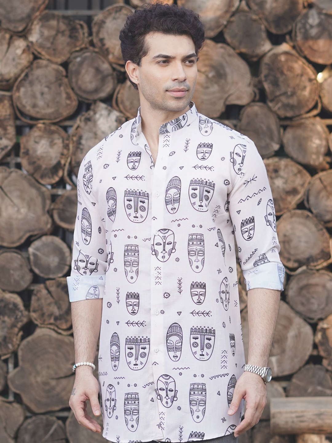 

SHIWAM ETHNIX Men Printed Kurta, White
