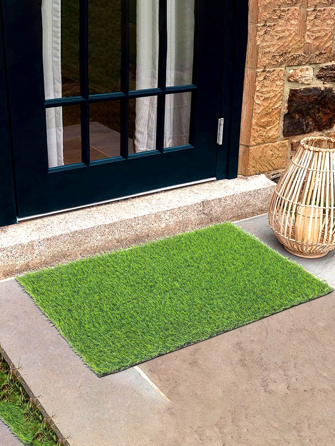 

Kuber Industries Green Resilient Waterproof Doormats