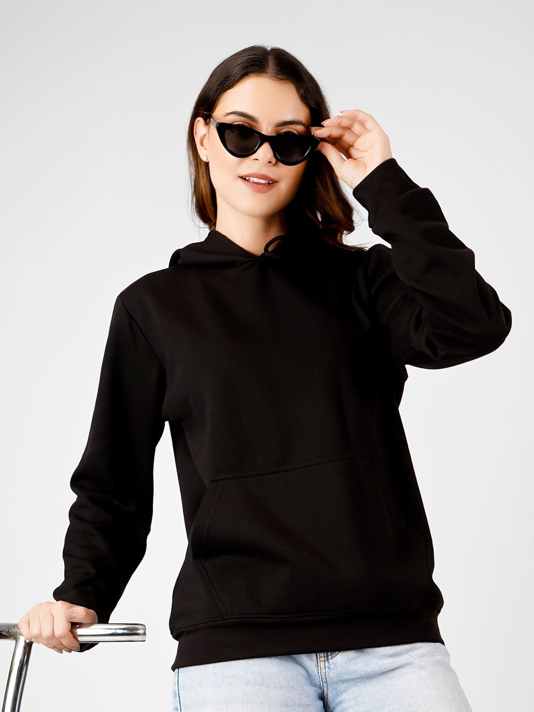 

MIMID Women Cotton Hooded Sweatshirt, Black