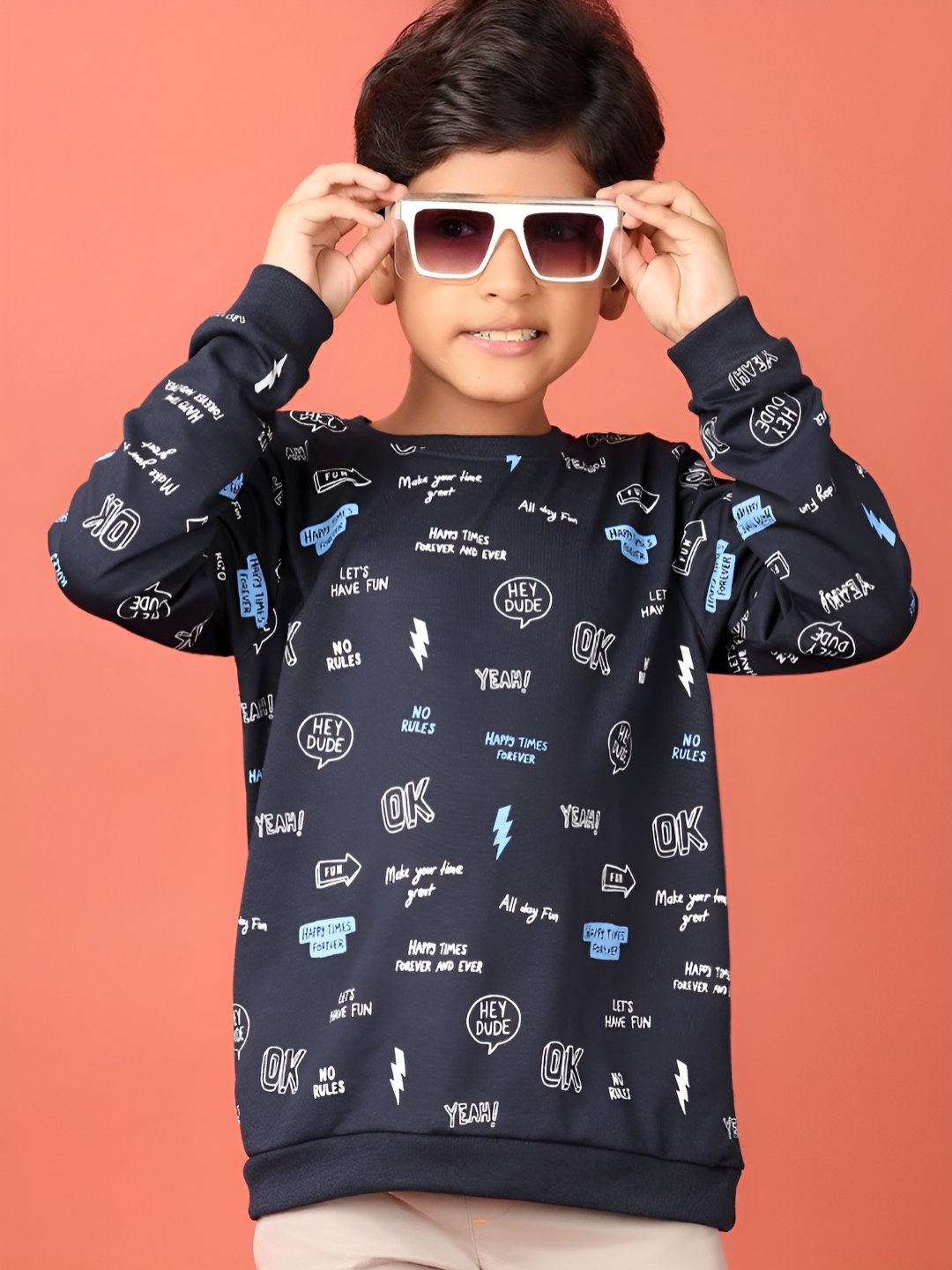 

V-Mart Boys Printed T-shirt, Navy blue