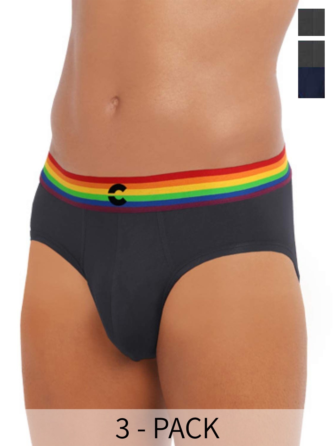 

FREECULTR Men Pack Of 3 Anti Bacterial Basic Briefs, Grey