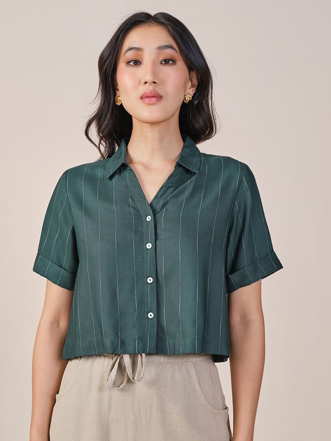 

AND Women Shirt Style Top, Green