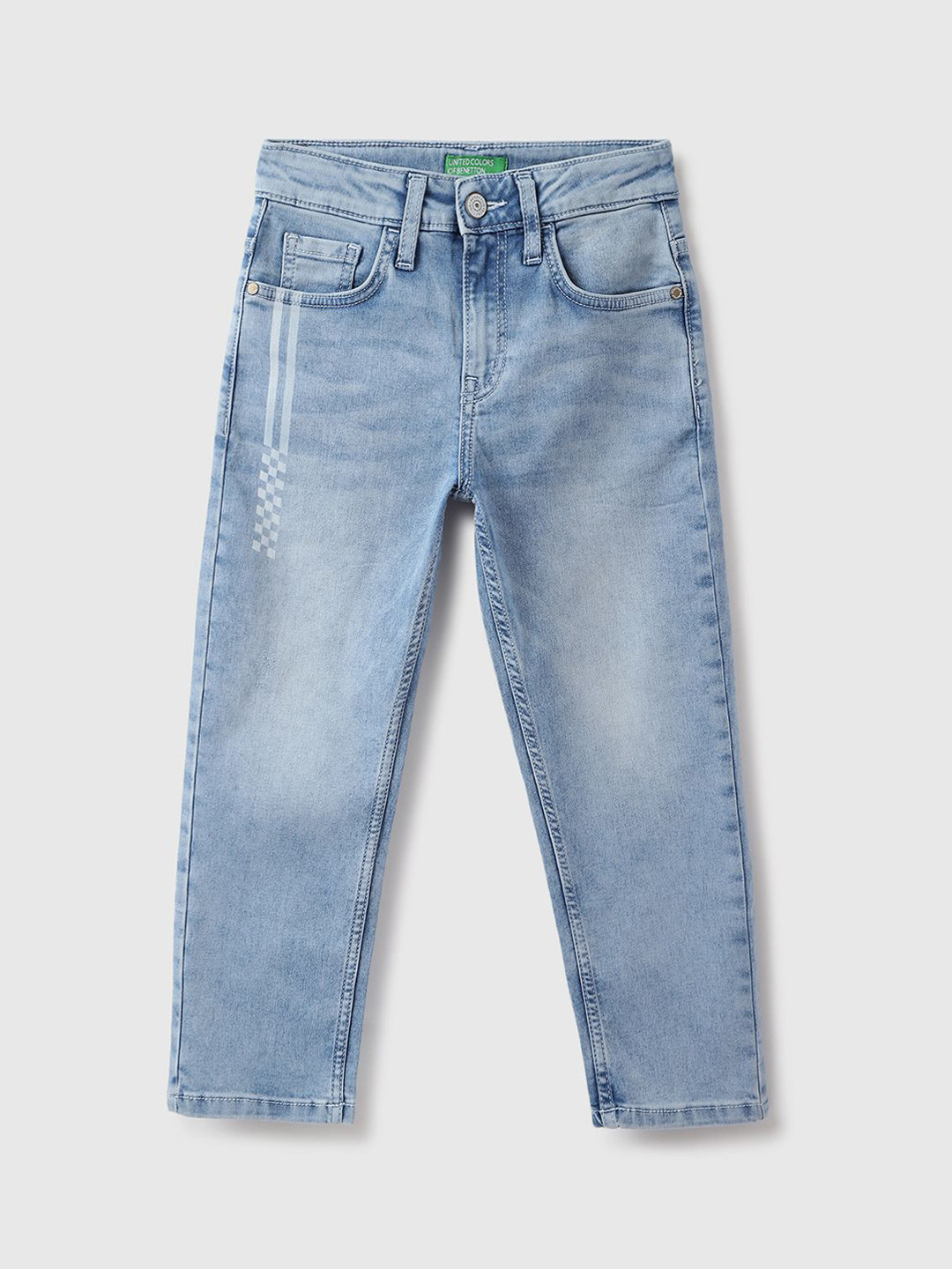 

United Colors of Benetton Boys Low Distress Cotton Jeans, Blue