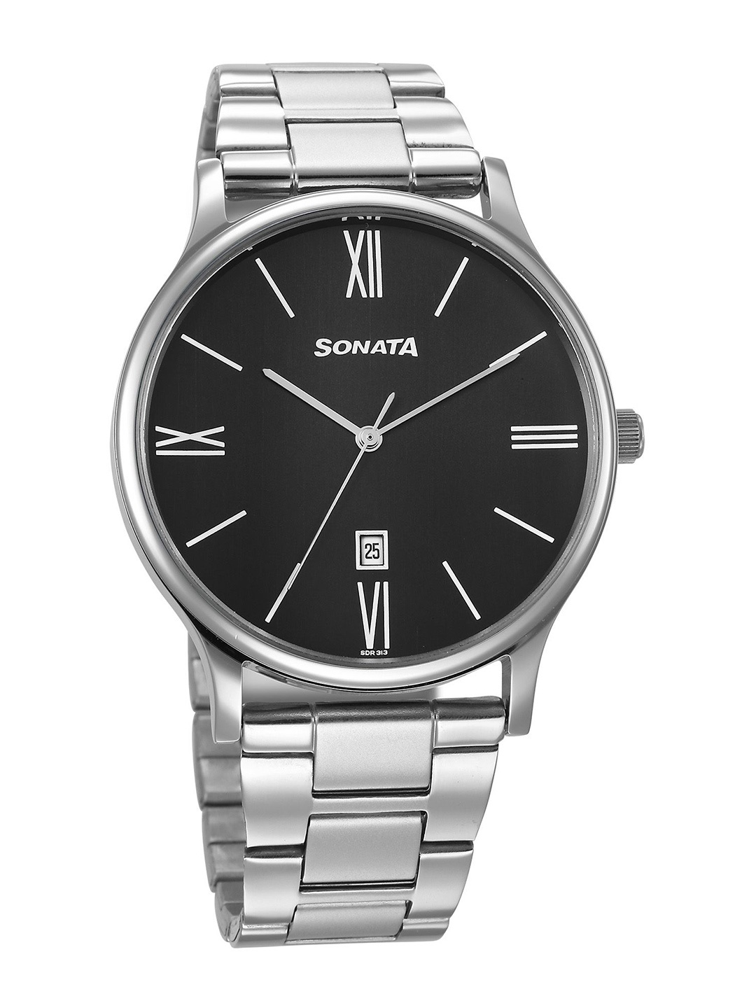 

Sonata Men Brass Dial & Bracelet Style Straps Analogue Watch 77105SM21W, Silver