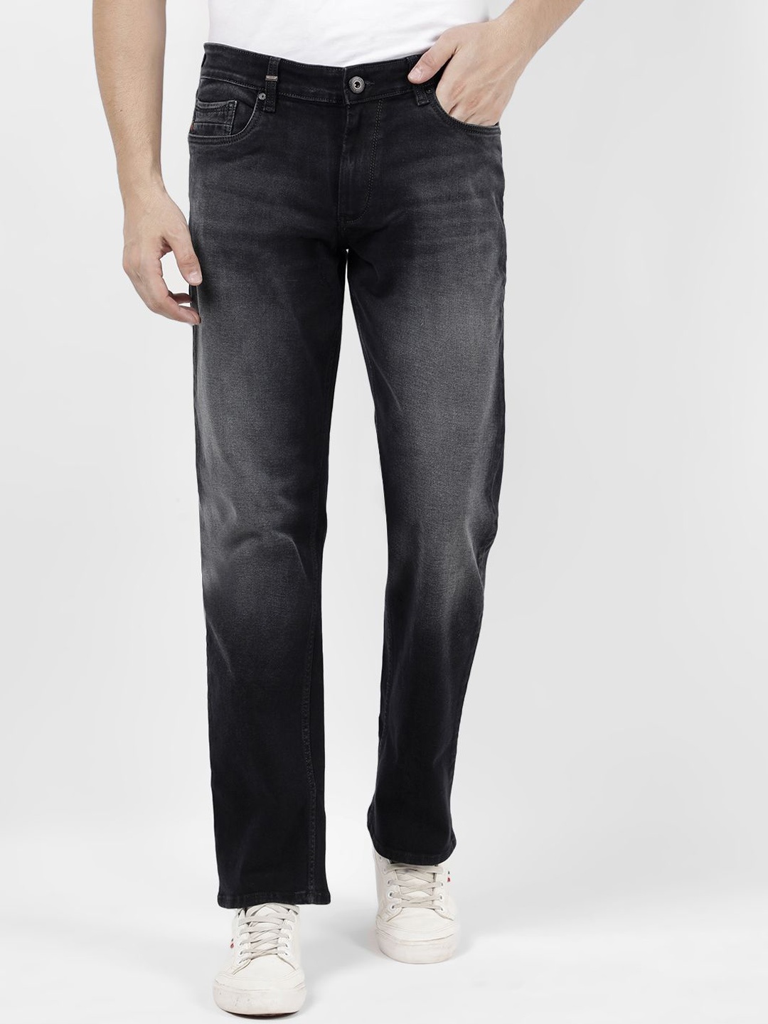 

Numero Uno Men Regular Fit Heavy Fade Stretchable Jeans, Black