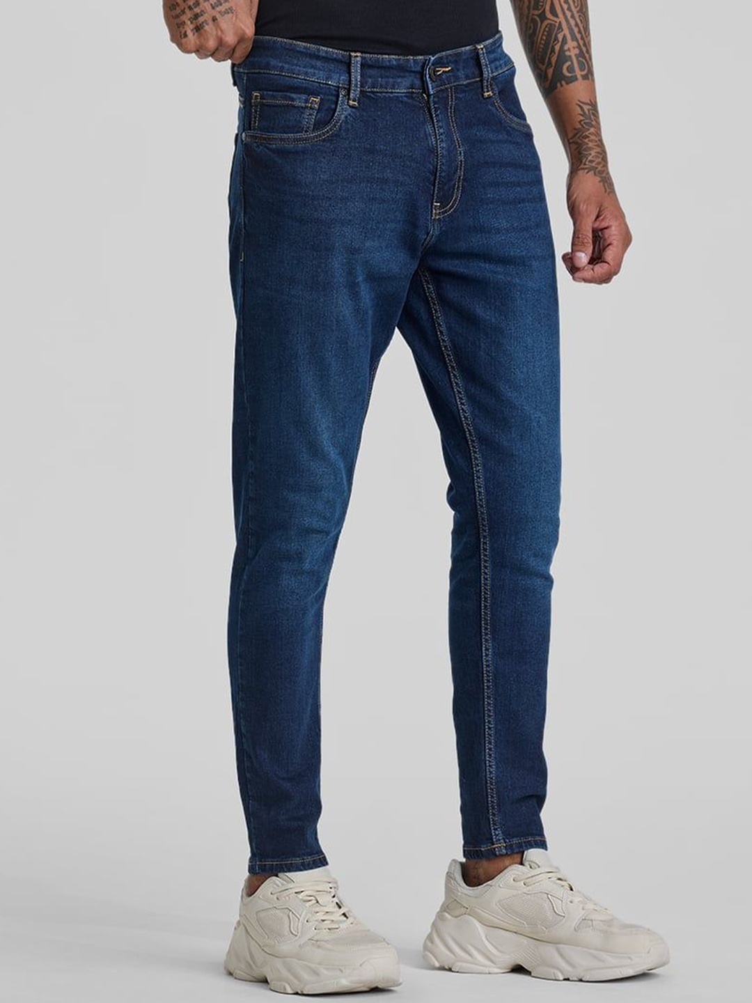 

Snitch Men Narrow Skinny Fit Light Fade Stretchable Jeans, Navy blue