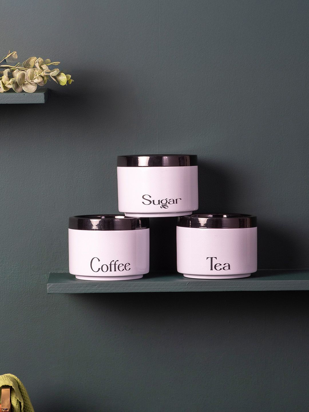 

nestroots Pink & Black 3 Pieces Canister Jars