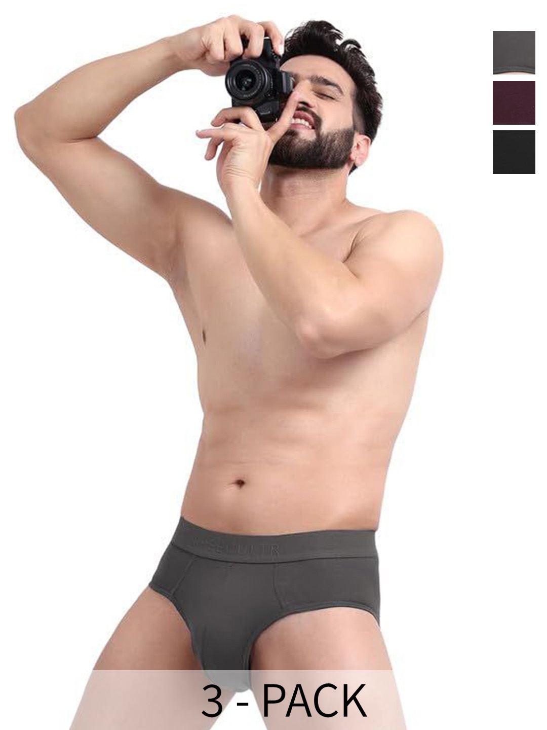 

FREECULTR Men Pack Of 4 Anti Bacterial Micromodal Basic Briefs FCP-CX-B-MG-PW-SAB-SPB-S, Black