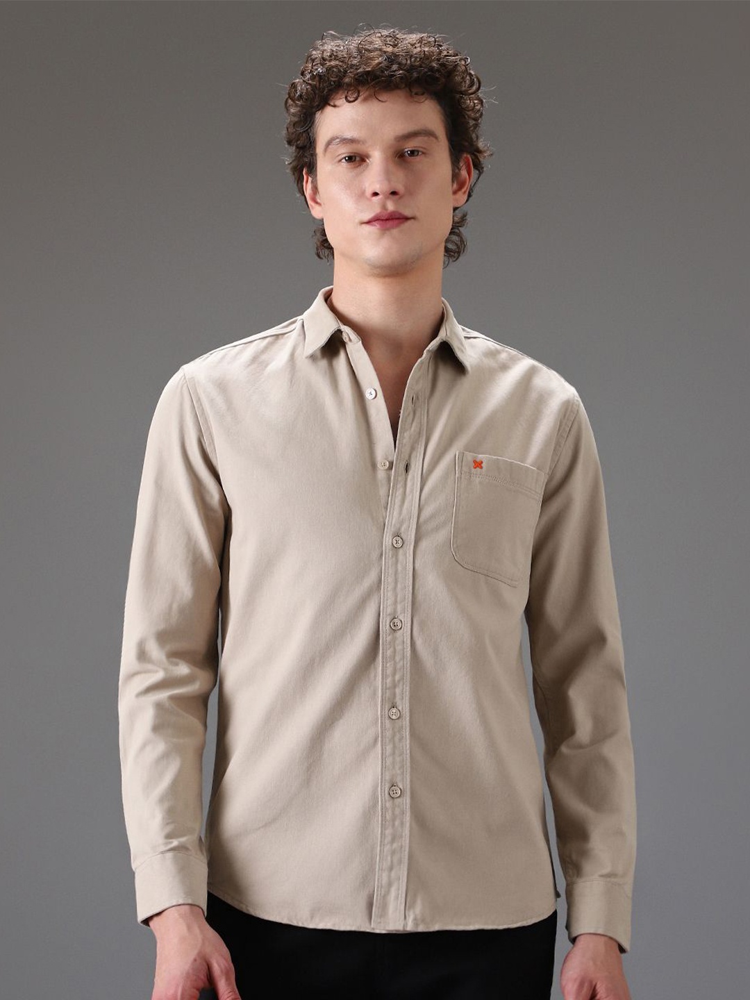 

Banana Club Men Classic Slim Fit Opaque Casual Shirt, Beige