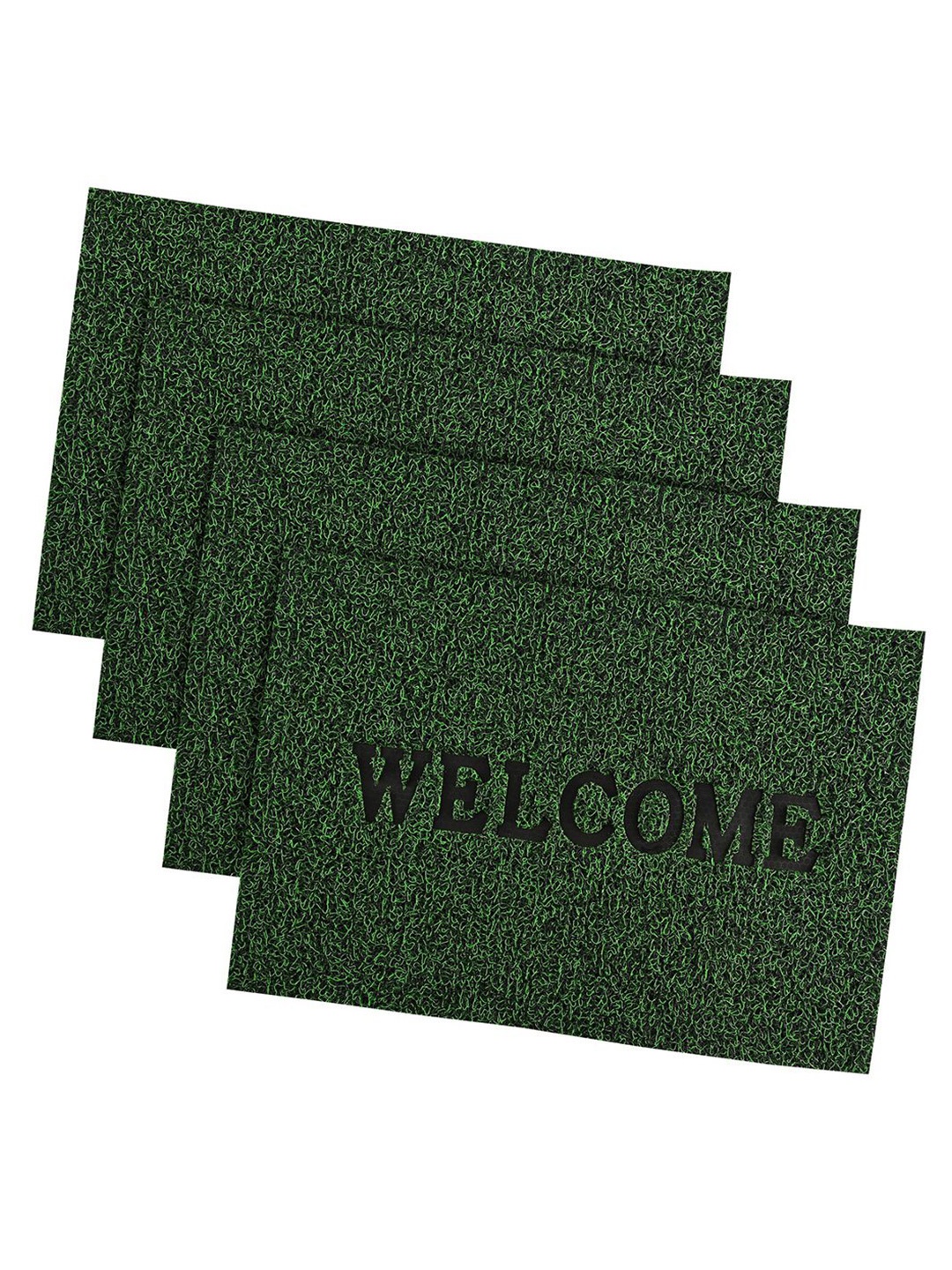 

Kuber Industries Green 4 Pieces Textured Grass Doormats