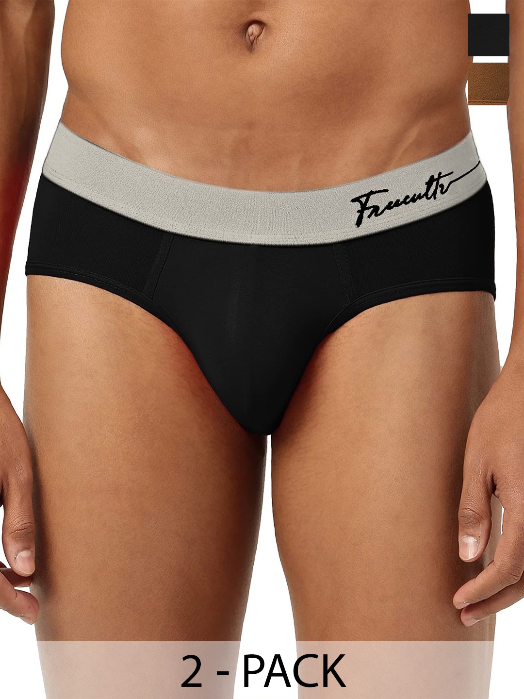 

FREECULTR Men Pack Of 2 Anti Bacterial Basic Briefs, Black