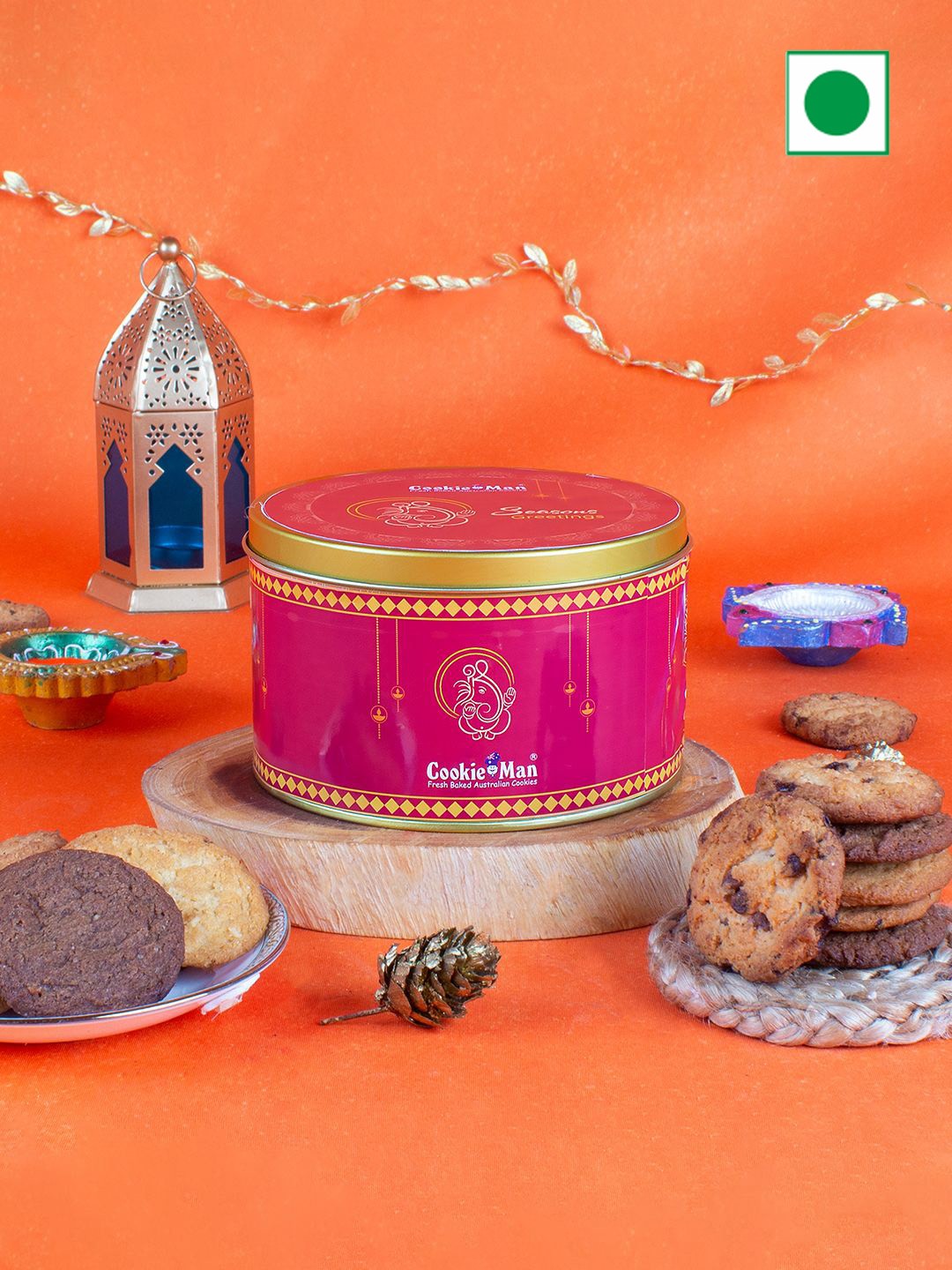 

Cookieman Assorted Cookies Festive Diwali Gift Tin -300g, Pink