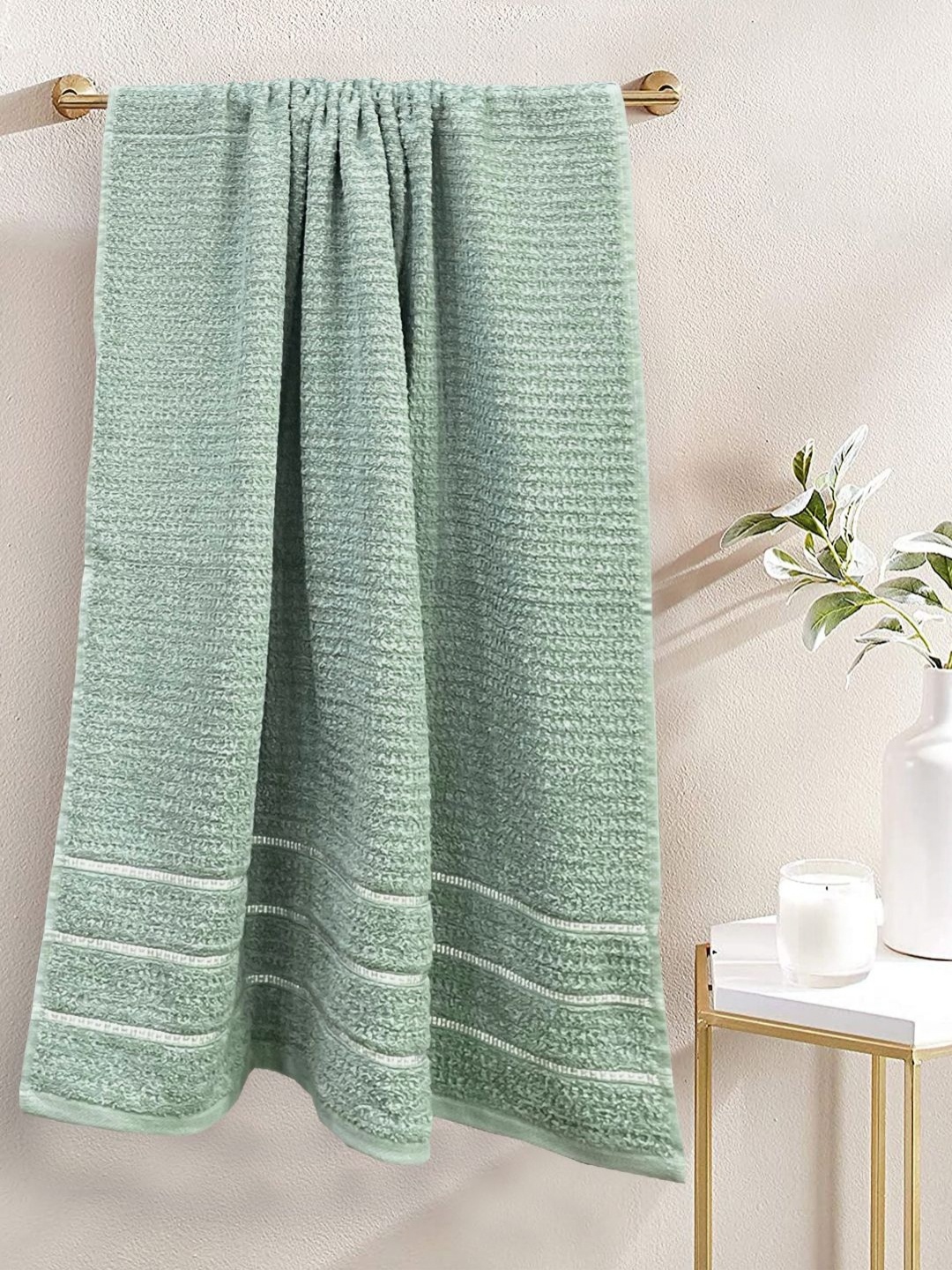 

BIANCA Green & Silver-Toned Cotton 500 GSM Bath Towel
