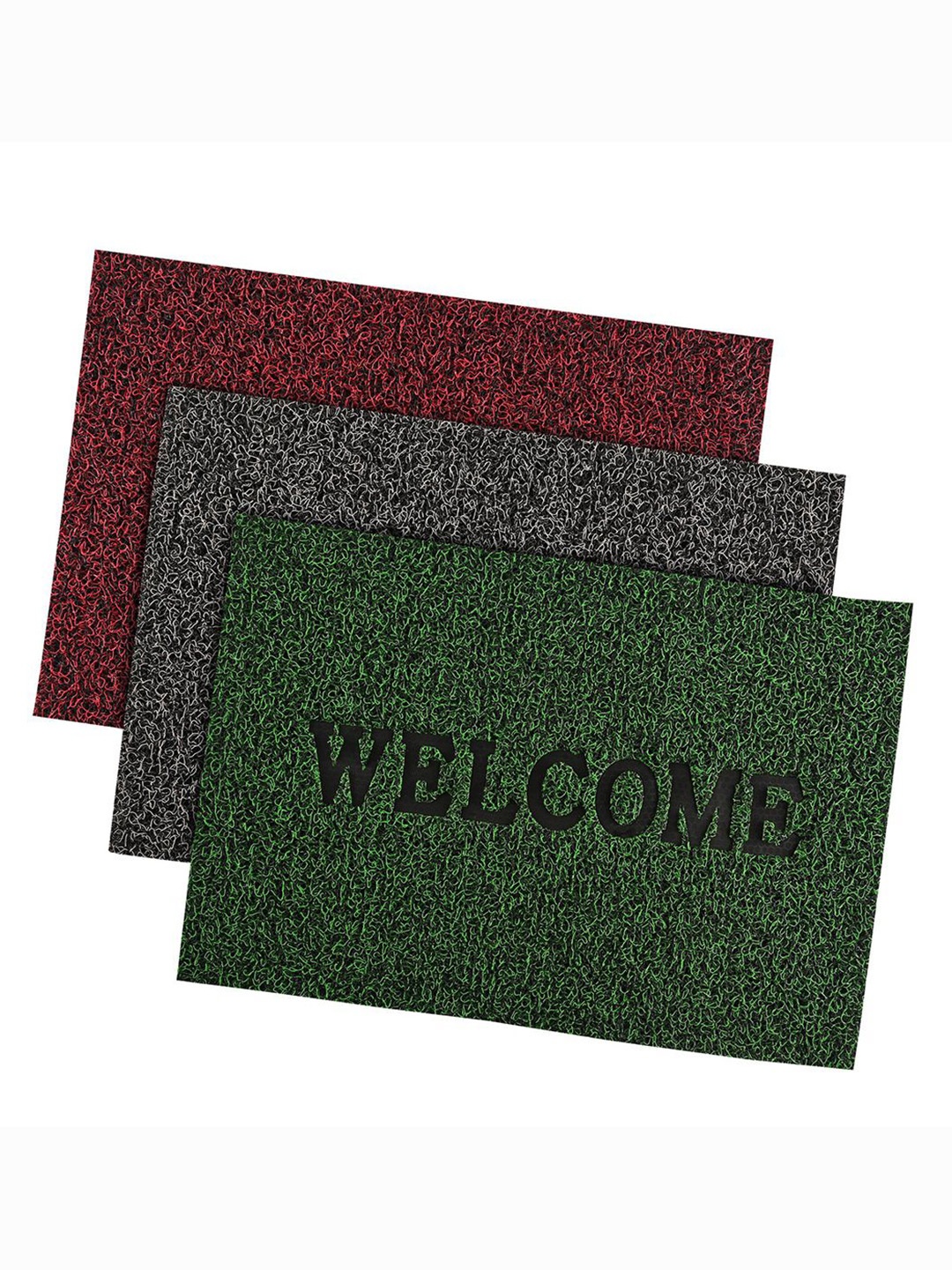 

Kuber Industries Red & Green 3 Pieces Anti Slip Doormats