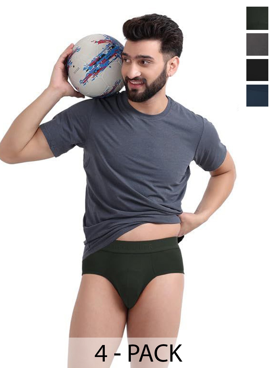 

FREECULTR Pack Of 4 Men Anti Bacterial Basic Briefs FCPCXBAGMGSABSPBM, Black
