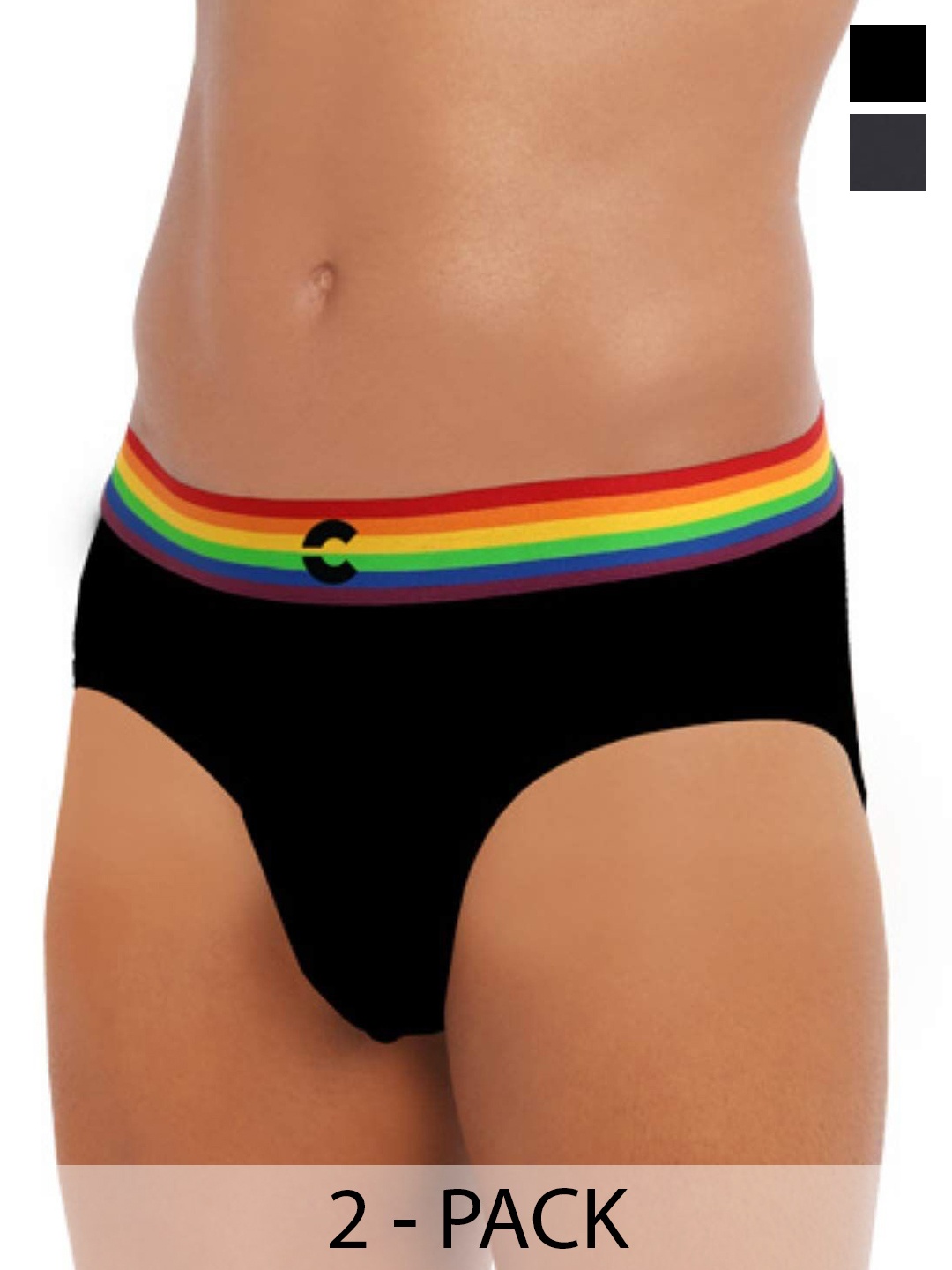 

FREECULTR Men Pack Of 2 Anti Bacterial Basic Briefs, Black