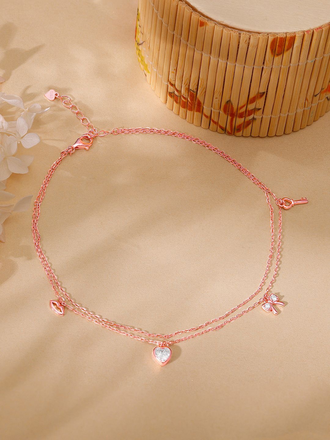 

GIVA 925 Sterling Silver Rose Gold-Plated Single Anklet