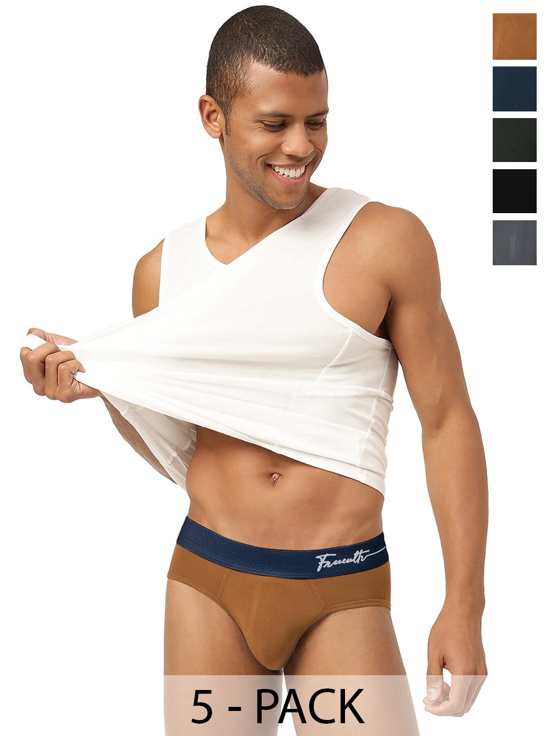 

FREECULTR Men Pack Of 5 Anti Bacterial Micromodal Briefs, Black