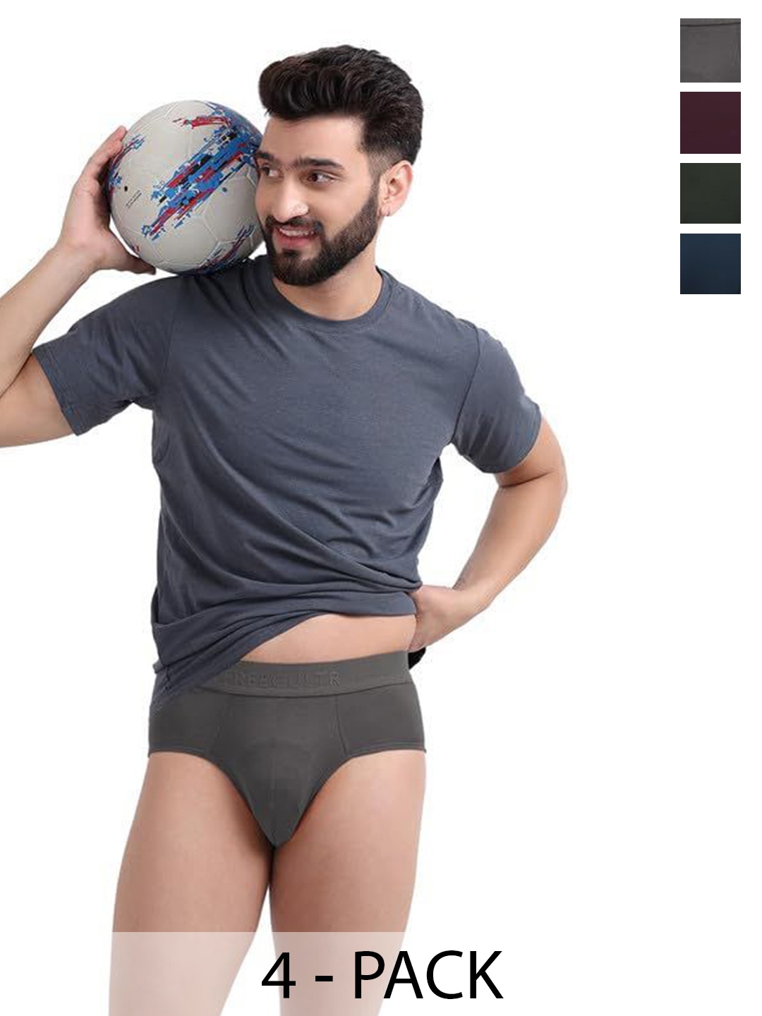 

FREECULTR Men Pack Of 4 Anti Bacterial Micromodal Basic Briefs FCPCXBMGPWSPBAGS, Black