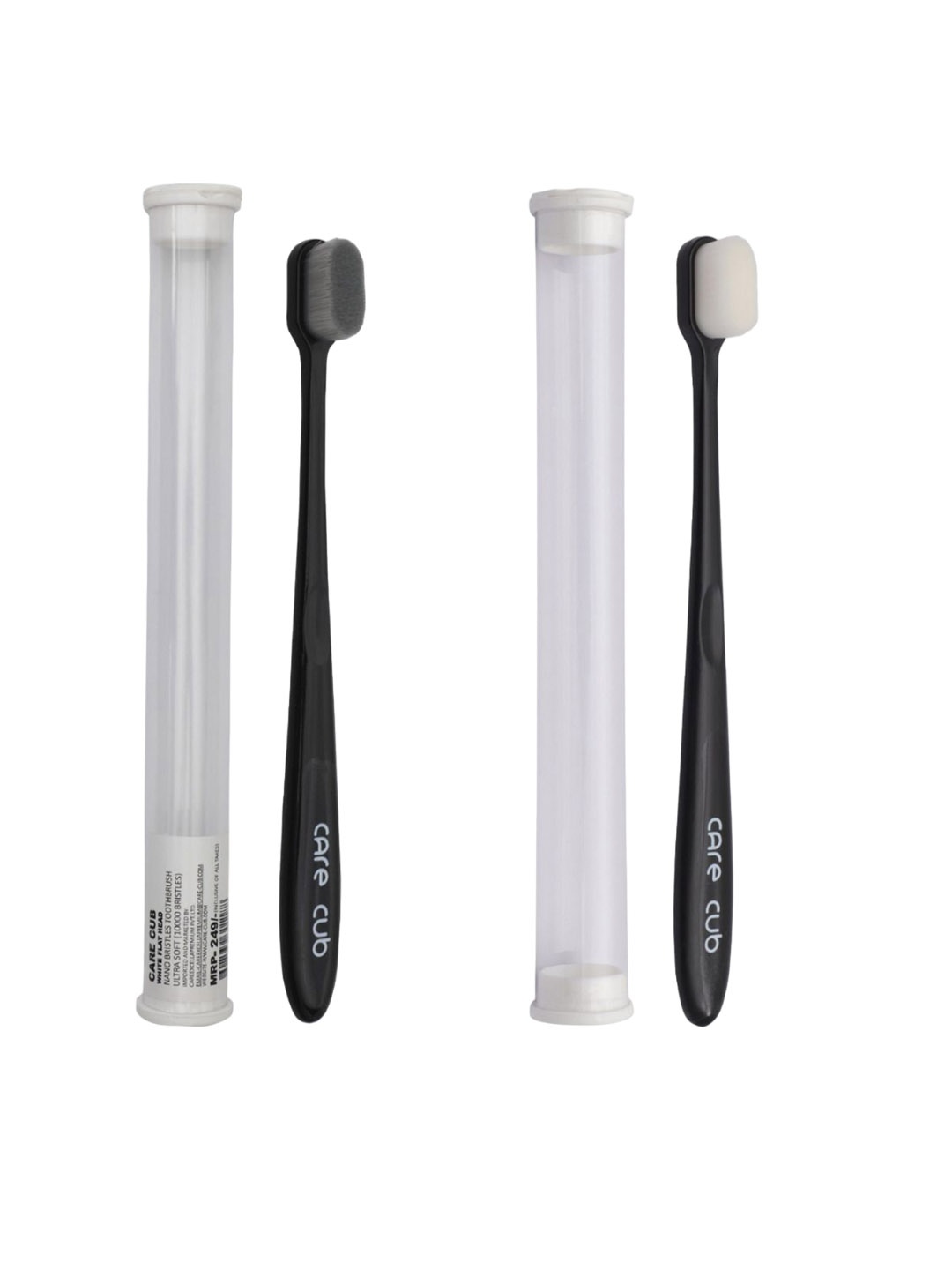 

CARE CUB Set Of 2 Flat Ultra Soft Nano Bristles Toothbrush - Black