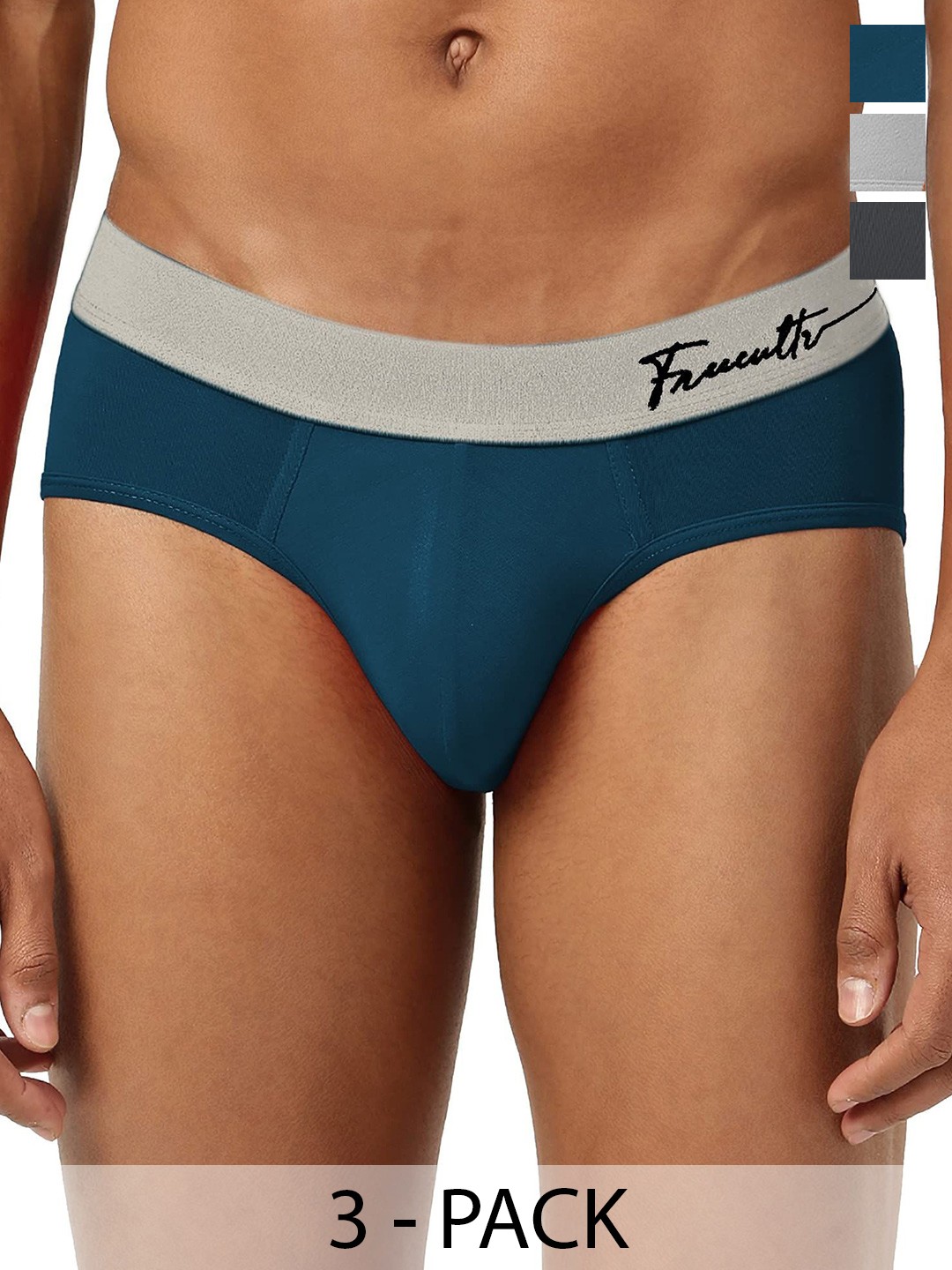 

FREECULTR Men Pack Of 3 Basic Briefs, Navy blue