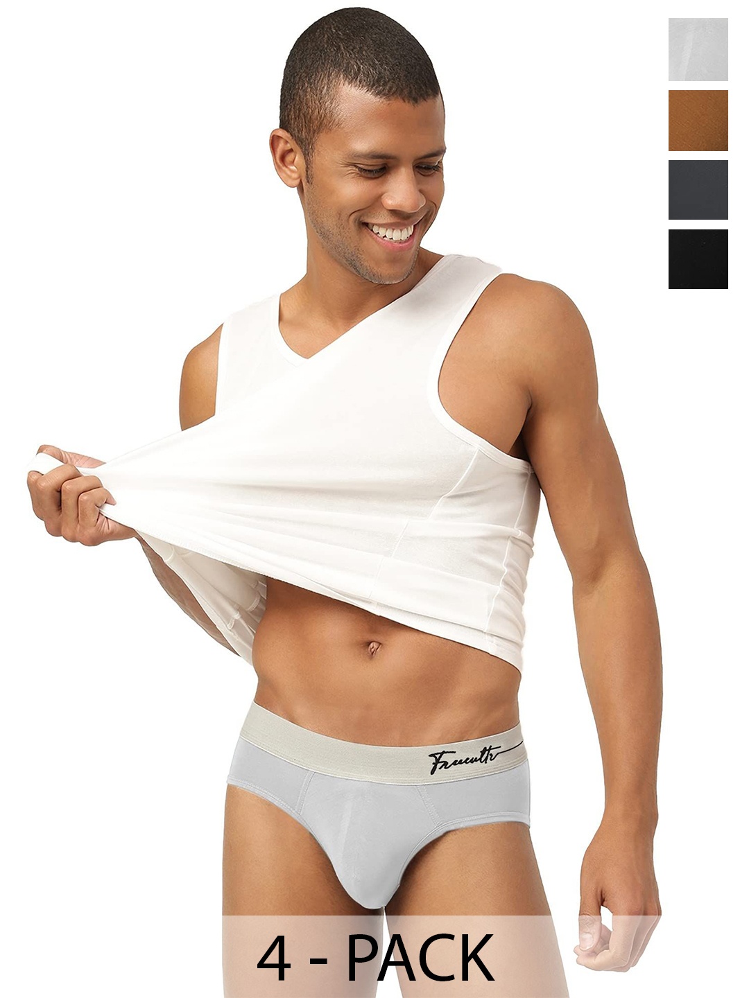 

FREECULTR Men Pack Of 4 Basic Briefs, Brown