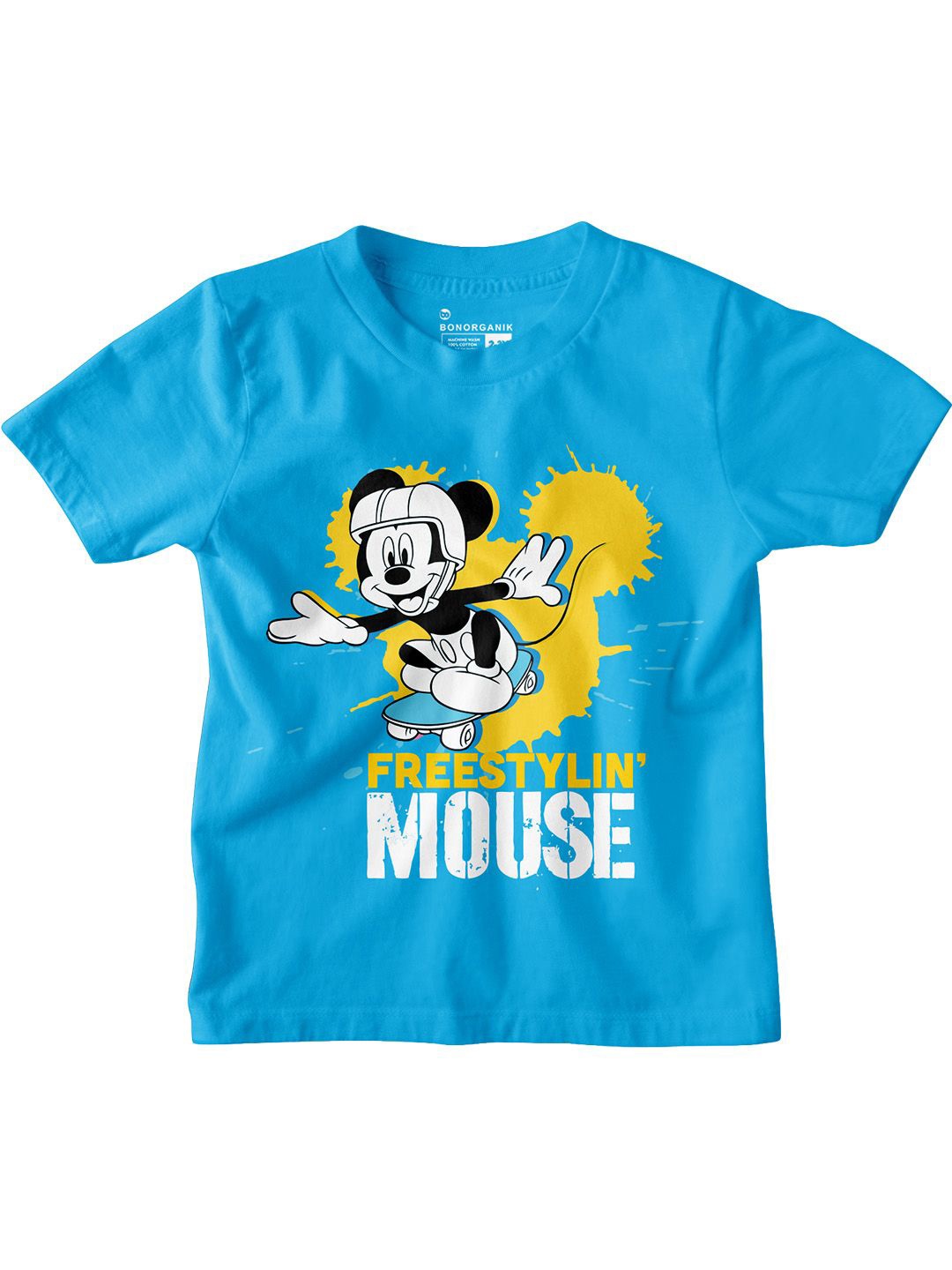 

BonOrganik Boys Printed Applique T-shirt, Turquoise blue